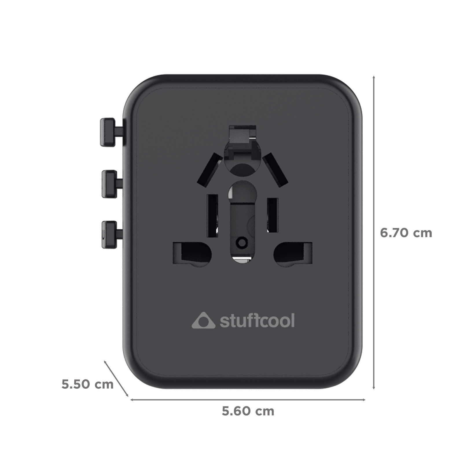 stuffcool Jetset 20W Type A & Type C 2-Port World Travel Adapter (Adapter Only, Quick Charge 3.0, Grey)_3