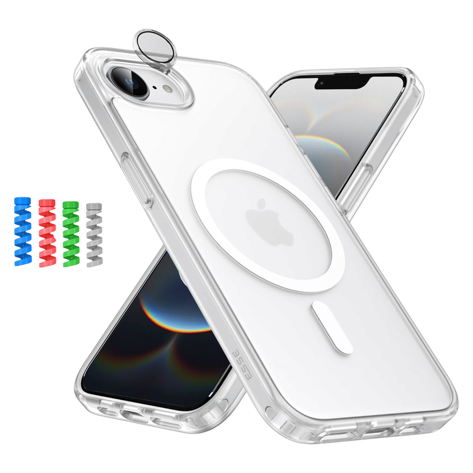 ESSE Armor360 Back Case, Tempered Glass, Cam & Cable Protector 4in1 Combo for iPhone 16E (Microdots Technology, Transparent)_4