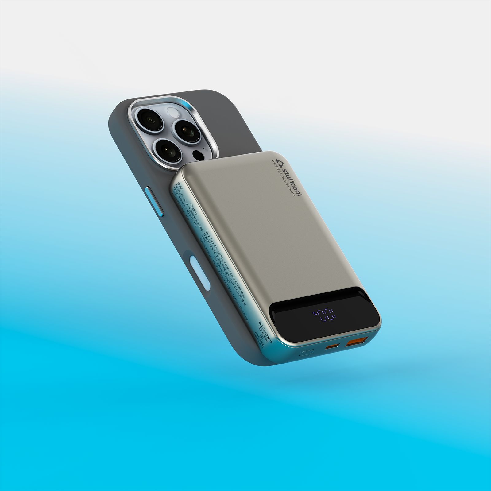 stuffcool Click 10 10000 mAh 20W Fast Charging Power Bank (1 Type A Port, 1 Type C Port, LED Display, Titanium)_8