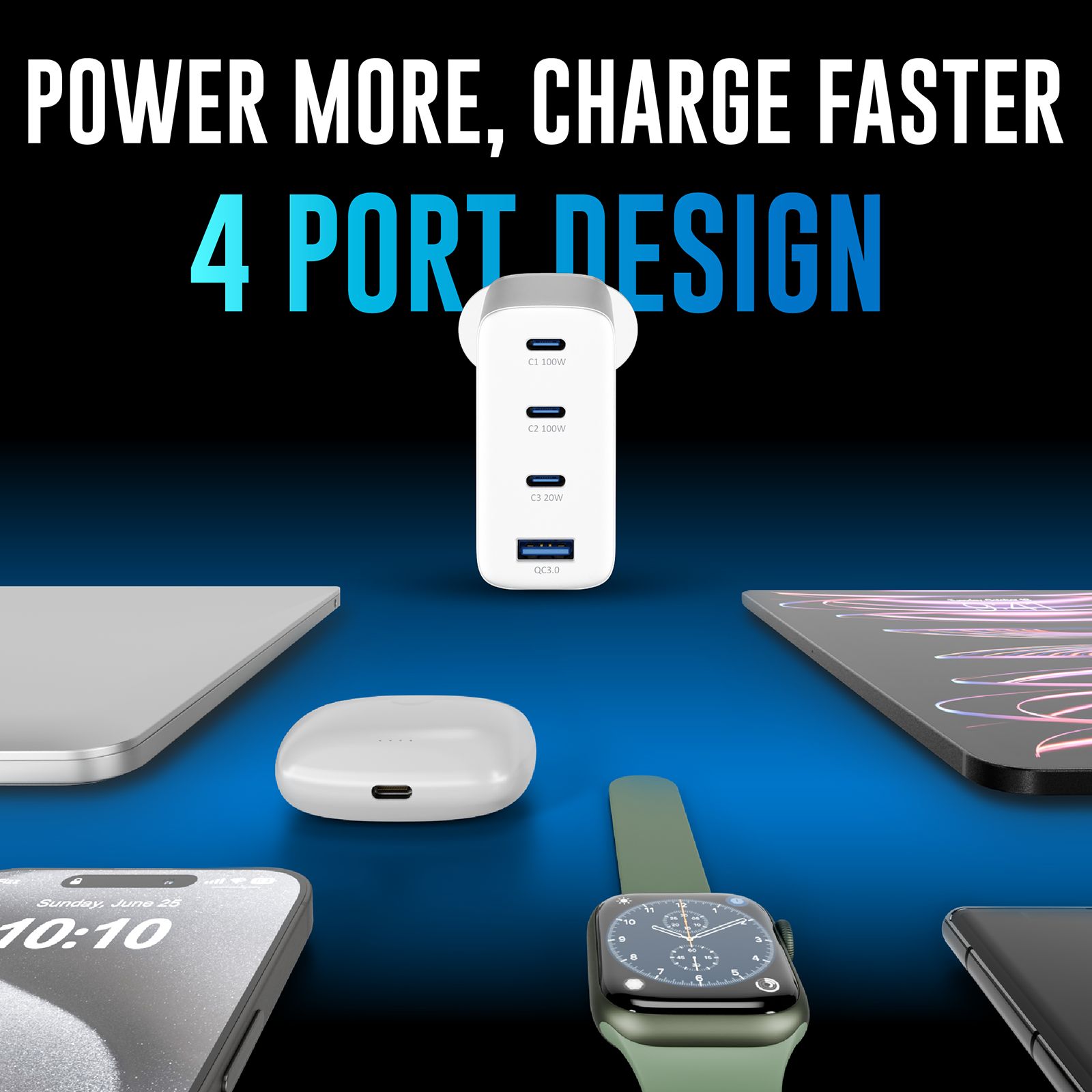urbn UWA100 100W Type A & Type C 4-Port Fast Charger (Adapter Only, GaN Pro Technology, White) urbn UWA100 100W Type A & Type C 4-Port Fast Charger (Adapter Only, GaN Pro Technology, White)_7