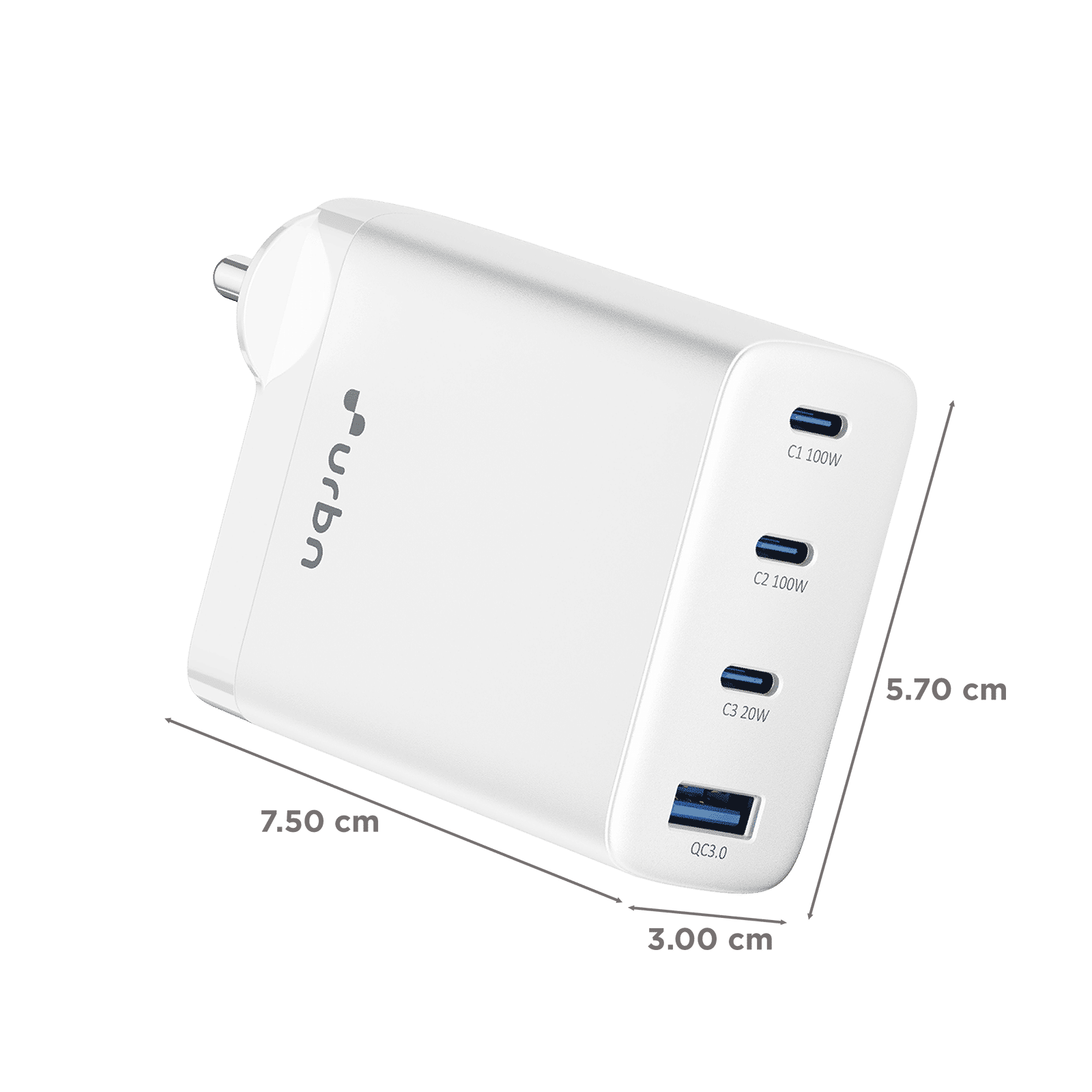 urbn UWA100 100W Type A & Type C 4-Port Fast Charger (Adapter Only, GaN Pro Technology, White) urbn UWA100 100W Type A & Type C 4-Port Fast Charger (Adapter Only, GaN Pro Technology, White)_2