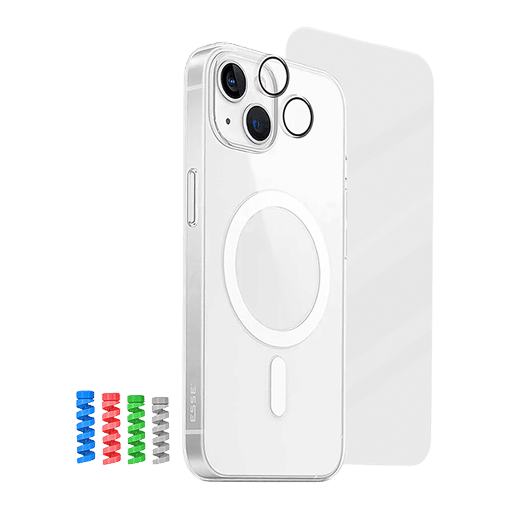ESSE Armor 360 Back Case, Tempered Glass, Camera & Cable Protector 4in1 Combo for iPhone 15 (Protects Screen From Scratches & Drops, Clear)_1