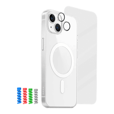 ESSE Armor 360 Back Case, Tempered Glass, Camera & Cable Protector 4in1 Combo for iPhone 15 (Protects Screen From Scratches & Drops, Clear)