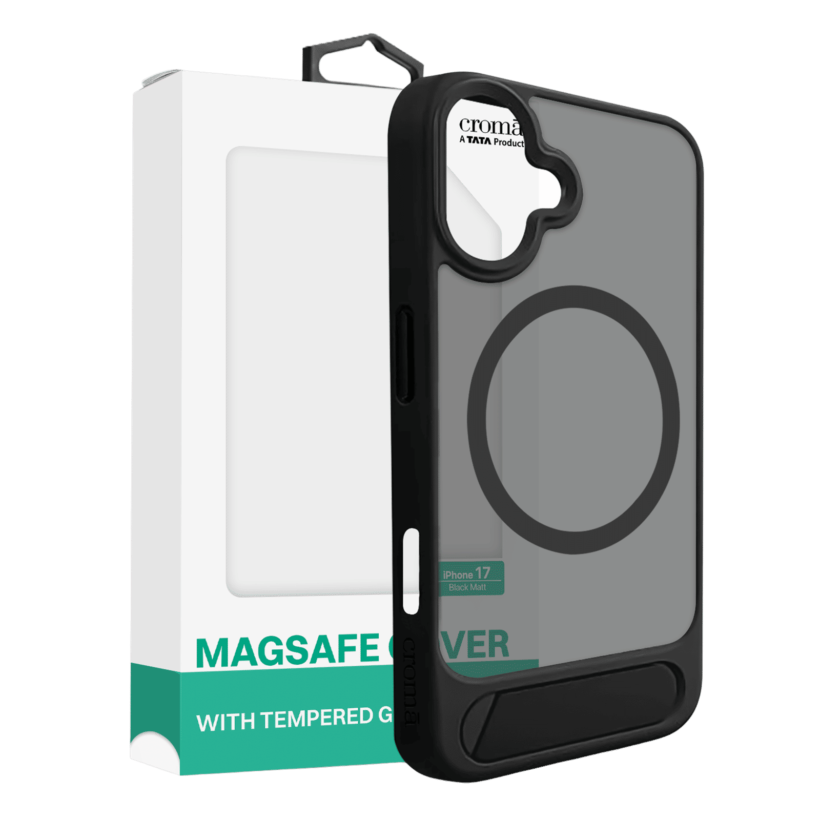 Croma Bolt Tempered Glass & TPU Back Cover Combo for Apple iPhone 17 (Magsafe Charging Compatible, Black)_3