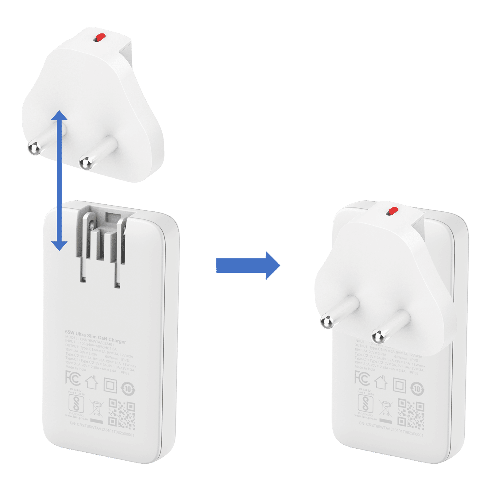 Croma 65W Type C 2-Port Fast Charger (Travel Adapter Only, White) Croma 65W Type C 2-Port Fast Charger (Travel Adapter Only, White)_14