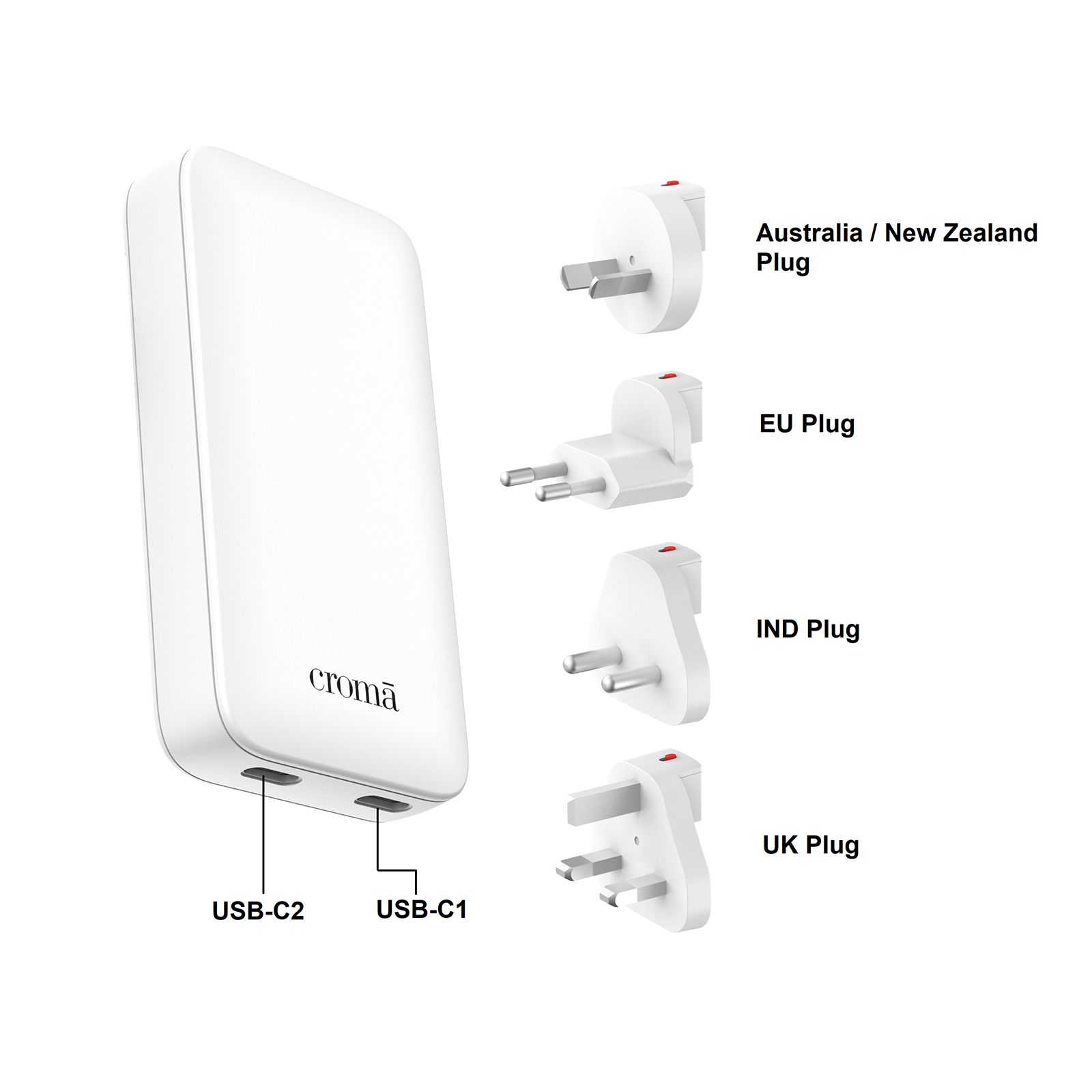 Croma 65W Type C 2-Port Fast Charger (Travel Adapter Only, White) Croma 65W Type C 2-Port Fast Charger (Travel Adapter Only, White)_15