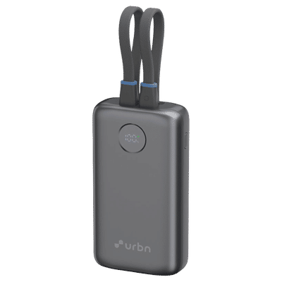 urbn Nano Pod 10000 mAh 35W Fast Charging Power Bank (2 Type C Port, 1 Type A & 1 Lightning Port, 12 Layer Circuit Protection, Grey)