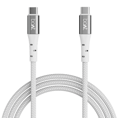 boAt C300 Type C to Type C 4.9 Feet(1.5M) Cable (480 Mbps Data Transfer, White)