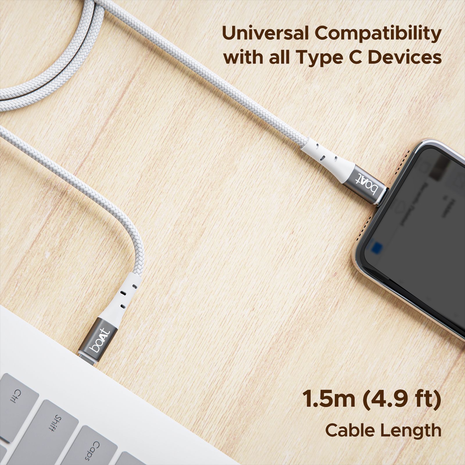 boAt C300 Type C to Type C 4.9 Feet(1.5M) Cable (480 Mbps Data Transfer, White) boAt C300 Type C to Type C 4.9 Feet(1.5M) Cable (480 Mbps Data Transfer, White)_6