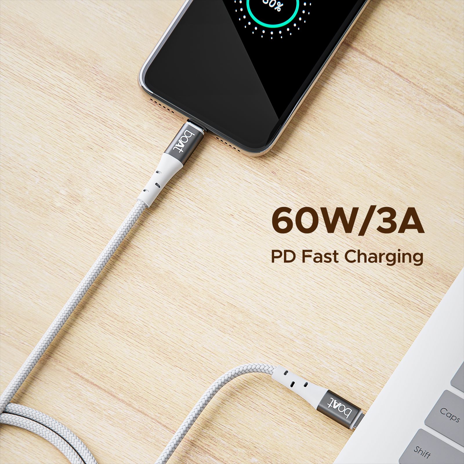 boAt C300 Type C to Type C 4.9 Feet(1.5M) Cable (480 Mbps Data Transfer, White) boAt C300 Type C to Type C 4.9 Feet(1.5M) Cable (480 Mbps Data Transfer, White)_3