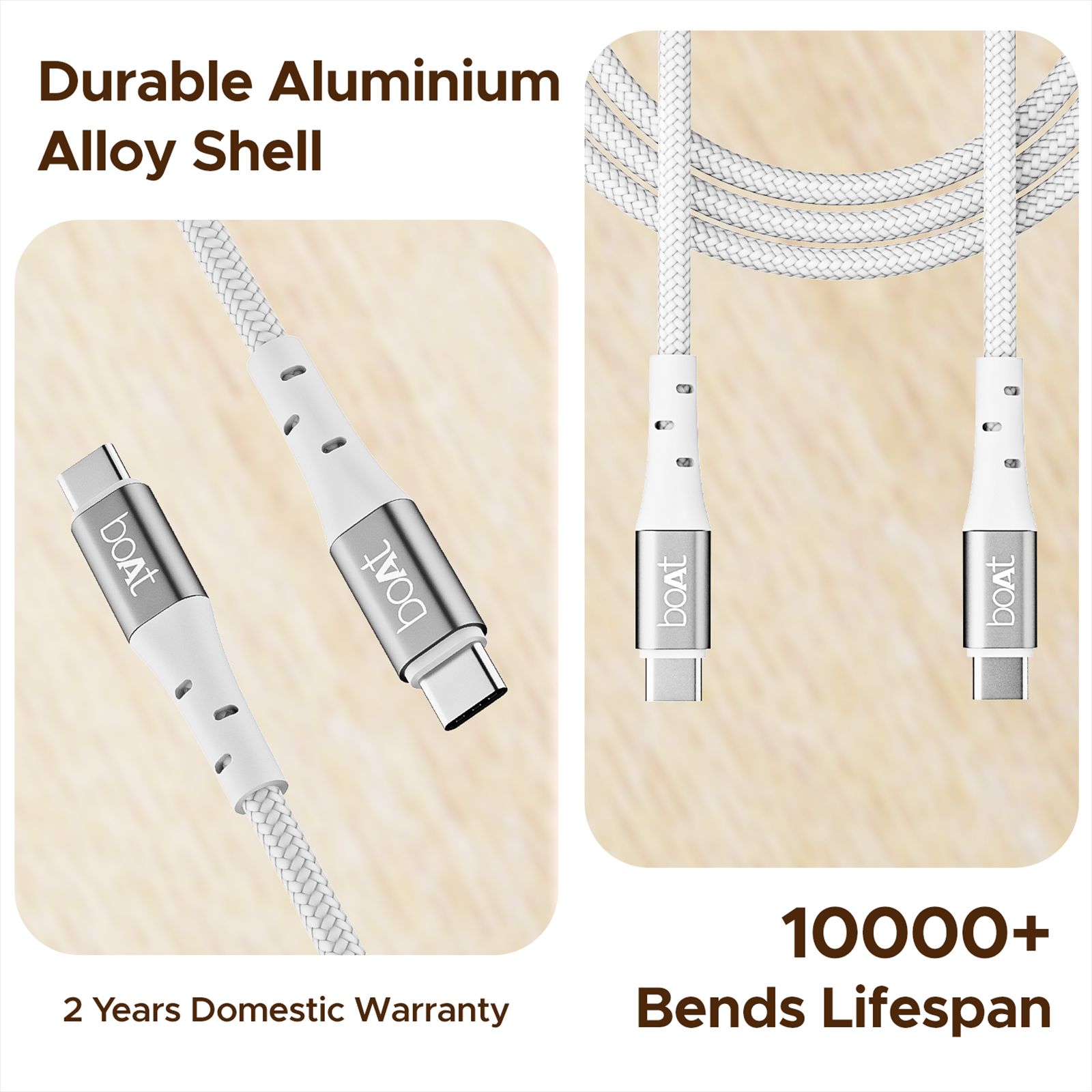 boAt C300 Type C to Type C 4.9 Feet(1.5M) Cable (480 Mbps Data Transfer, White) boAt C300 Type C to Type C 4.9 Feet(1.5M) Cable (480 Mbps Data Transfer, White)_5