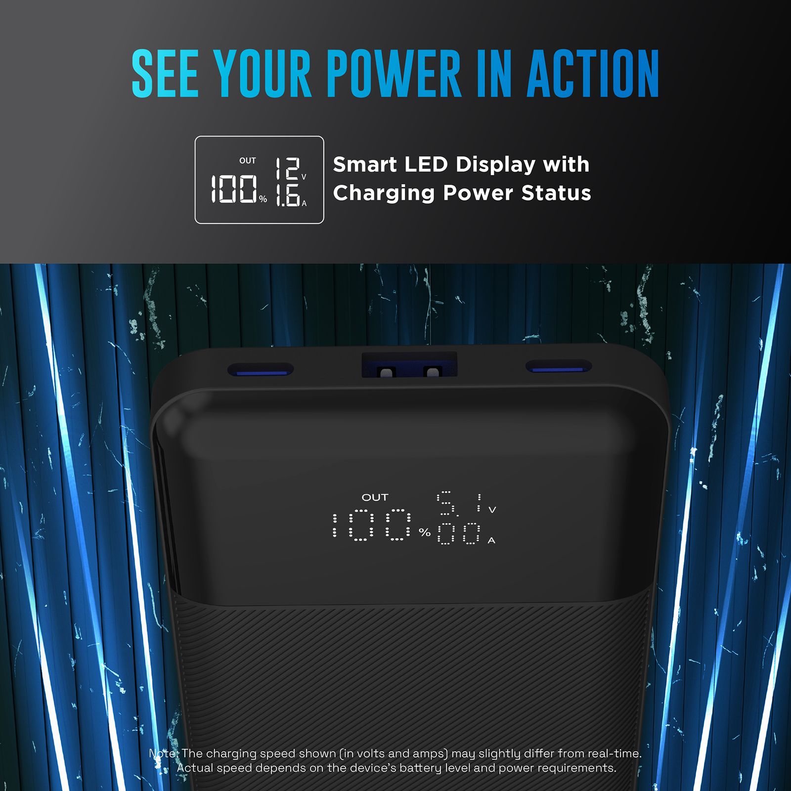 urbn Edge 10000 mAh 22.5W Fast Charging Power Bank (1 Type A & 2 Type C Port, 12 Layer Circuit Protection, Black)_8