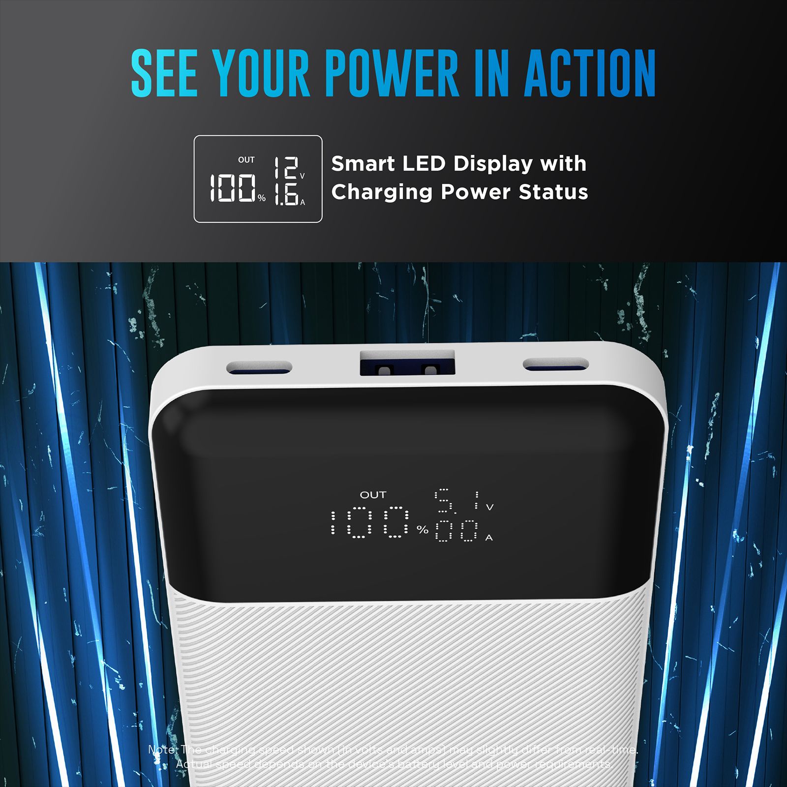 urbn Edge 10000 mAh 22.5W Fast Charging Power Bank (1 Type A & 2 Type C Port, 12 Layer Circuit Protection, White)_7