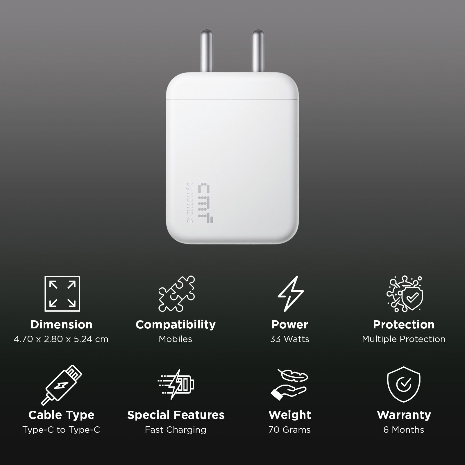 Nothing Power 33W Type C Fast Charger (Adapter Only, Efficient Heat Dissipation, White)_2