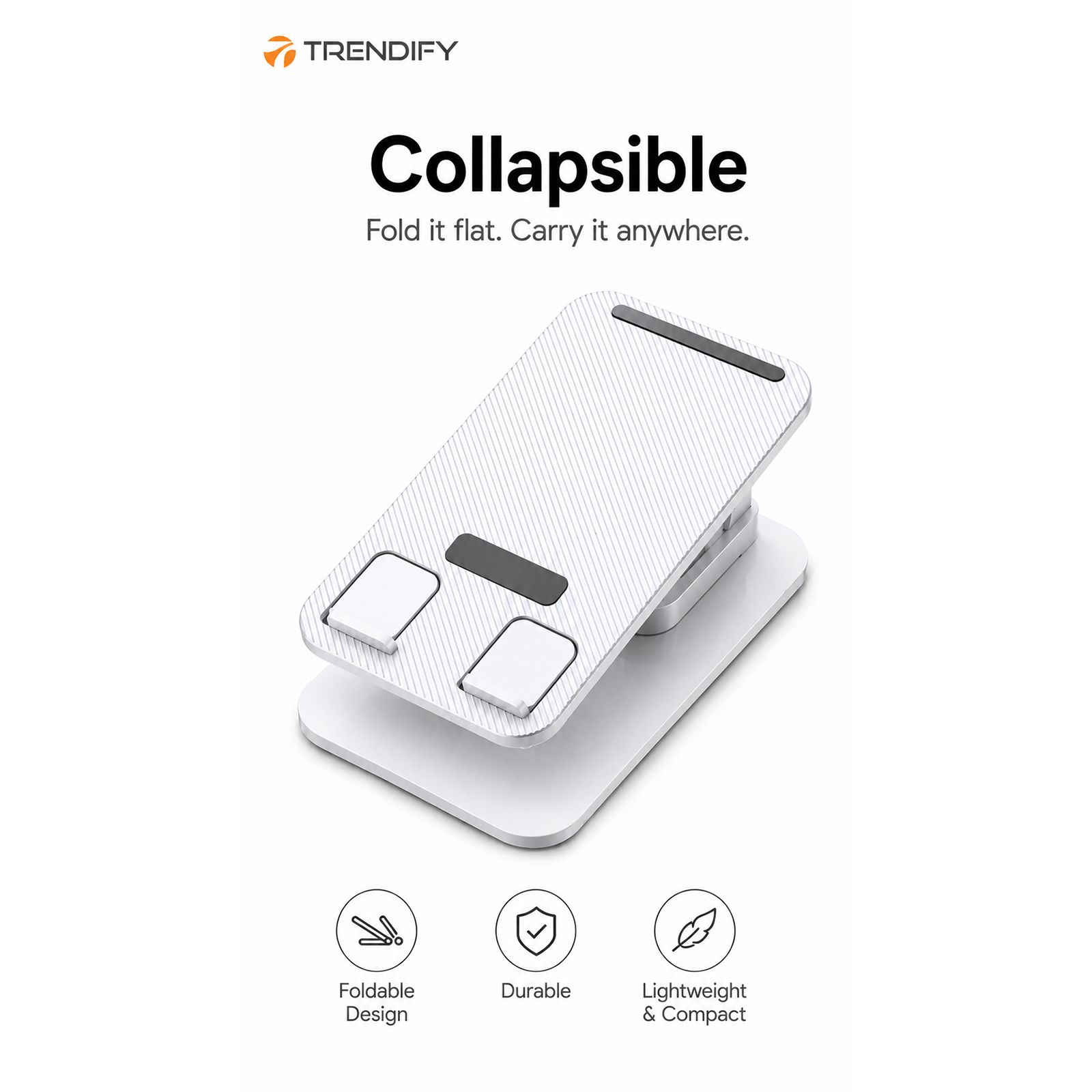 TRENDIFY Flexi Foldable Design Holder For Mobiles (360 Degree Rotatable, 800110, White) TRENDIFY Flexi Foldable Design Holder For Mobiles (360 Degree Rotatable, 800110, White)_3