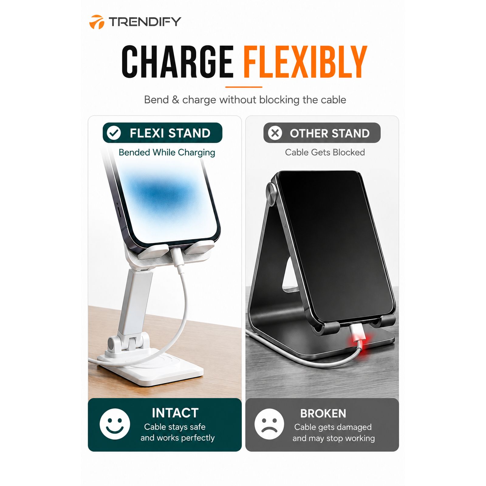 TRENDIFY Flexi Foldable Design Holder For Mobiles (360 Degree Rotatable, 800110, White) TRENDIFY Flexi Foldable Design Holder For Mobiles (360 Degree Rotatable, 800110, White)_7