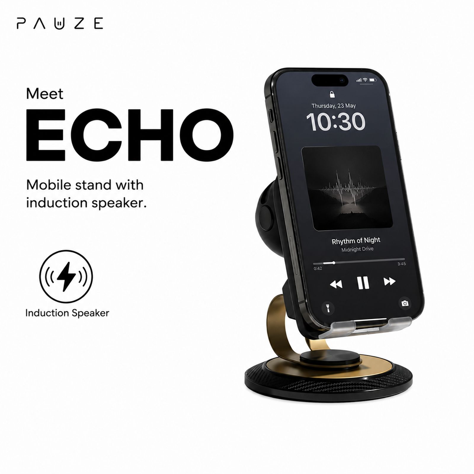 PAUZE ECHO Holder For Mobiles (Wireless Charging Support, 800104, Black) PAUZE ECHO Holder For Mobiles (Wireless Charging Support, 800104, Black)_2