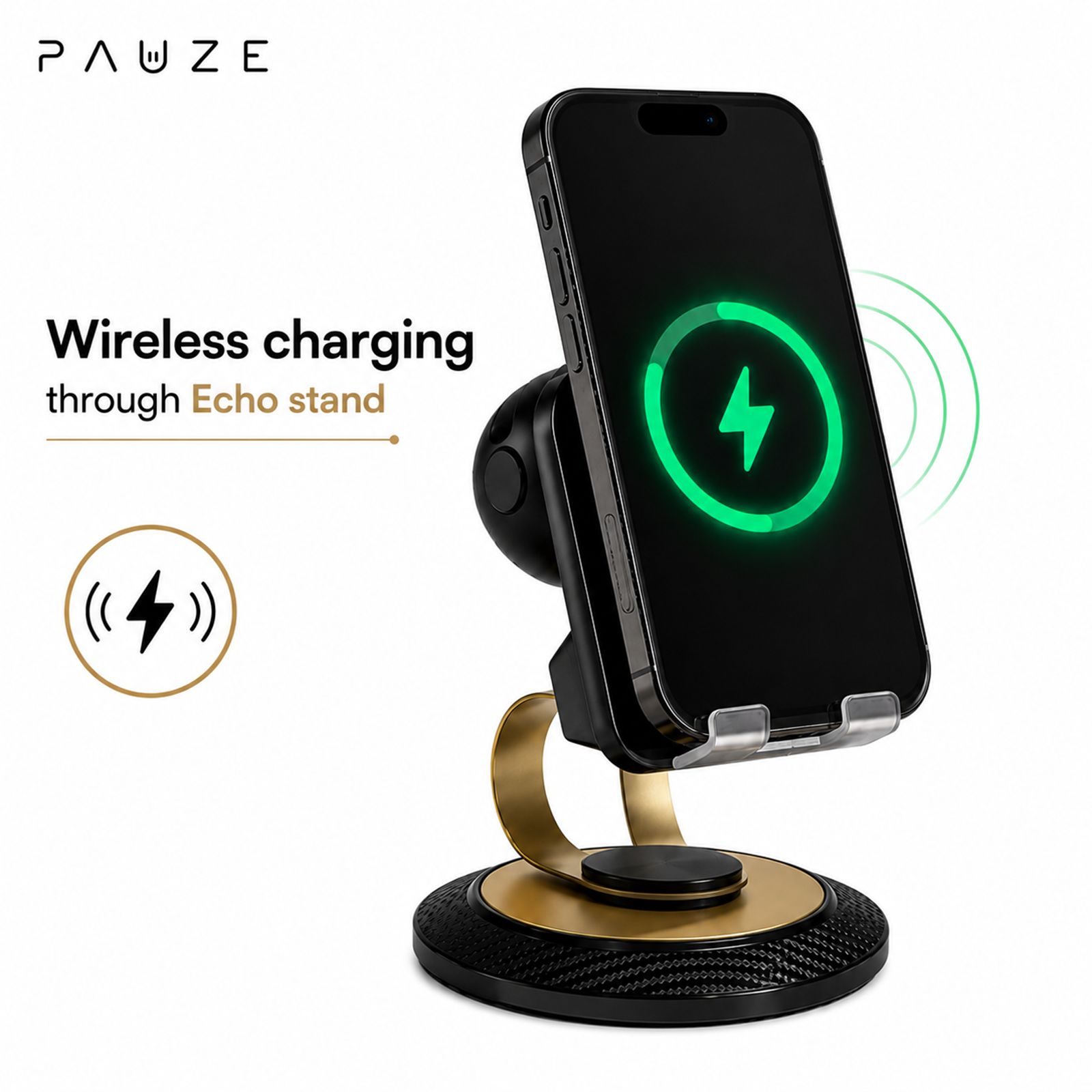 PAUZE ECHO Holder For Mobiles (Wireless Charging Support, 800104, Black) PAUZE ECHO Holder For Mobiles (Wireless Charging Support, 800104, Black)_5