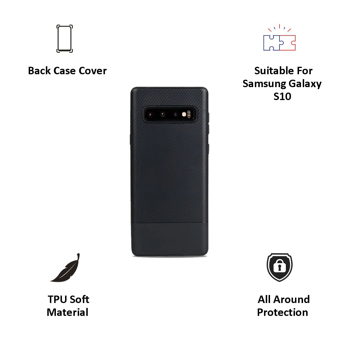 Robobull TPU Back Cover for Samsung Galaxy S10 (Camera Protection, Black)_4