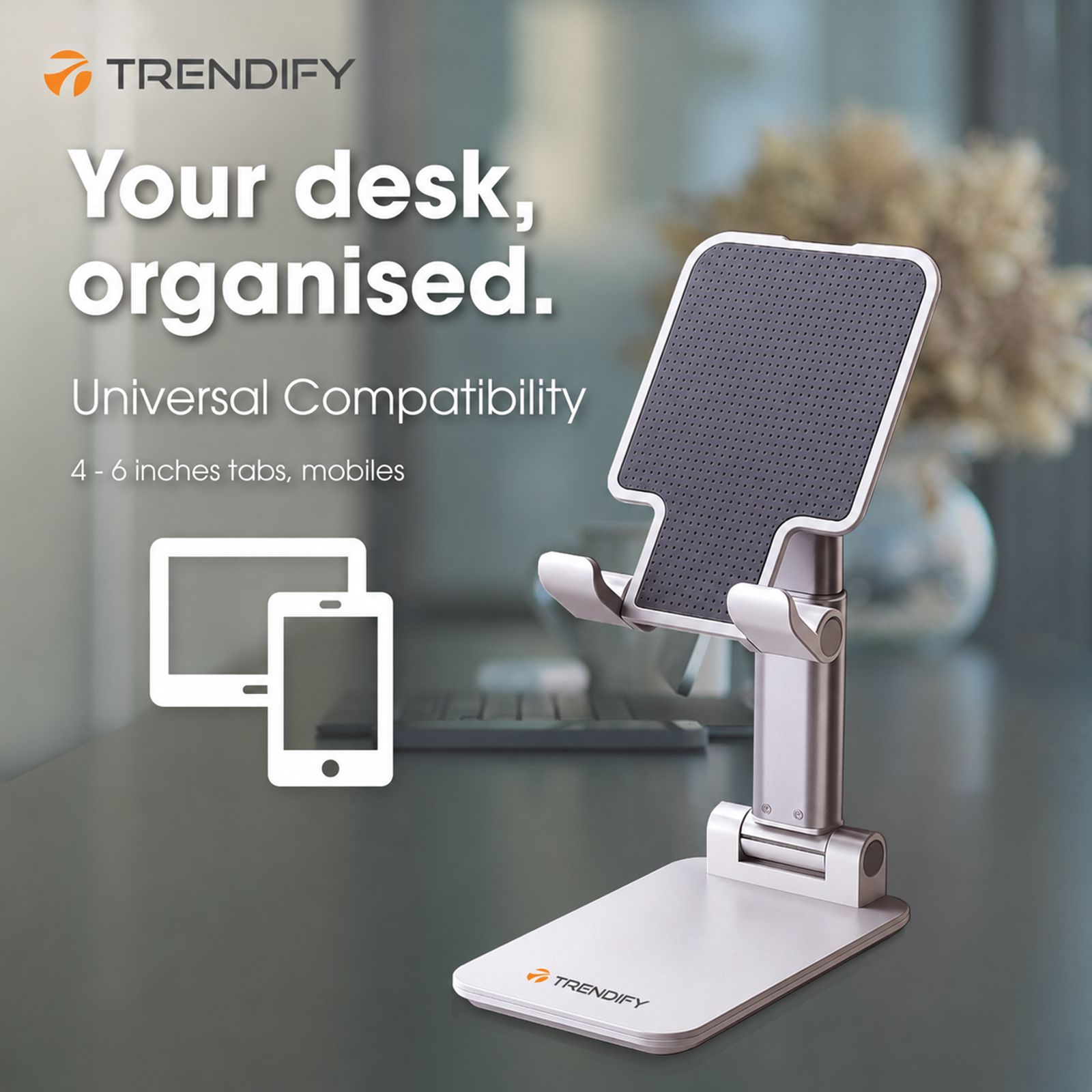 TRENDIFY Flexi Stand Pro Foldable Design Holder For Mobiles (Universal Compatibility, 800440, White) TRENDIFY Flexi Stand Pro Foldable Design Holder For Mobiles (Universal Compatibility, 800440, White)_3