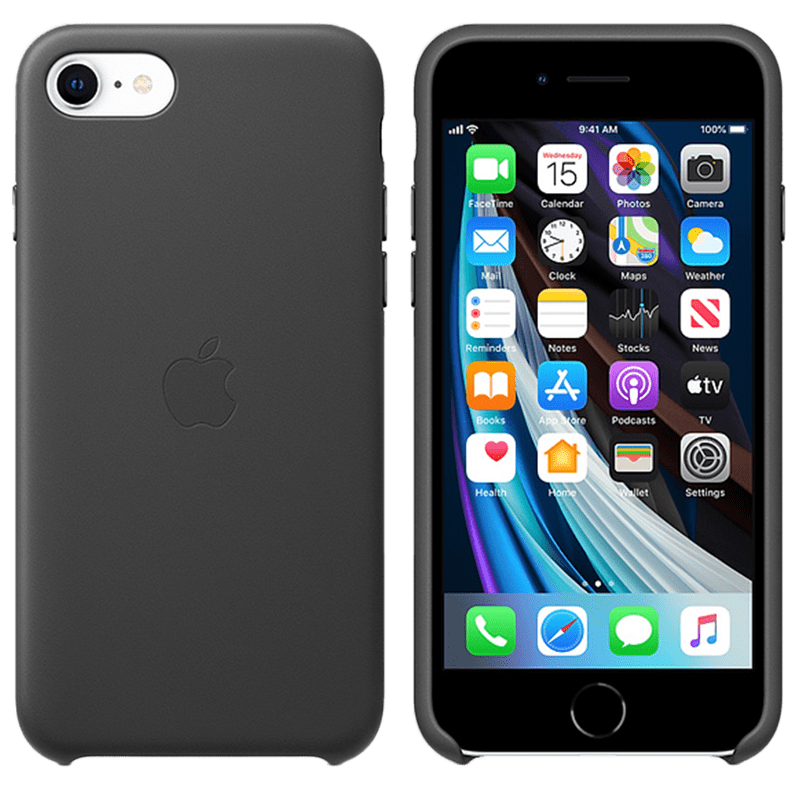 Apple iPhone SE Leather Back Case Cover (MXYM2ZM/A, Black) Apple iPhone SE Leather Back Case Cover (MXYM2ZM/A, Black)_1