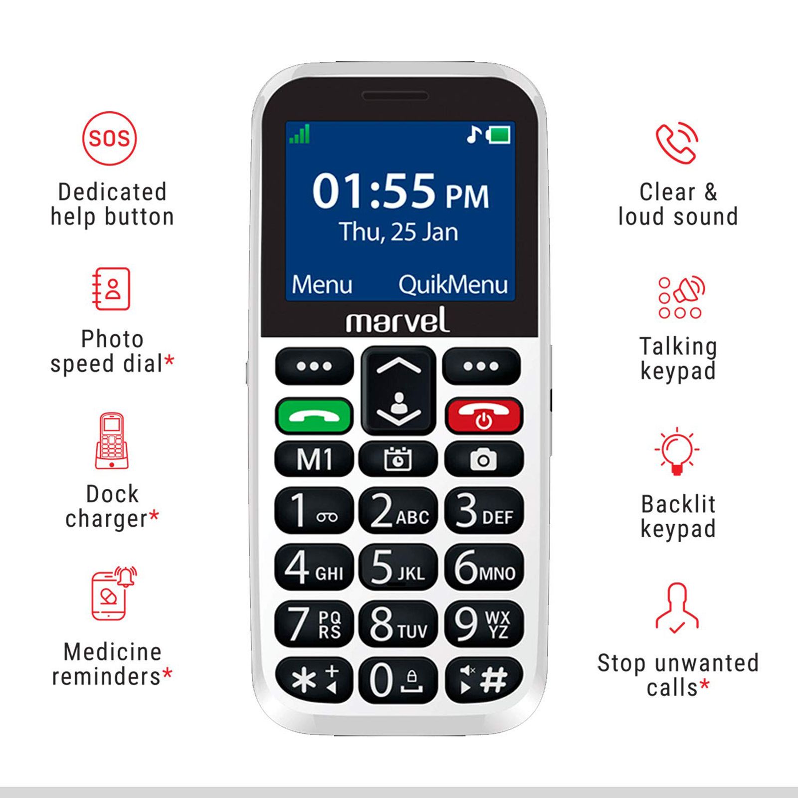 easyfone Marvel B1809 (32MB, Dual SIM, Rear Camera, White)_12