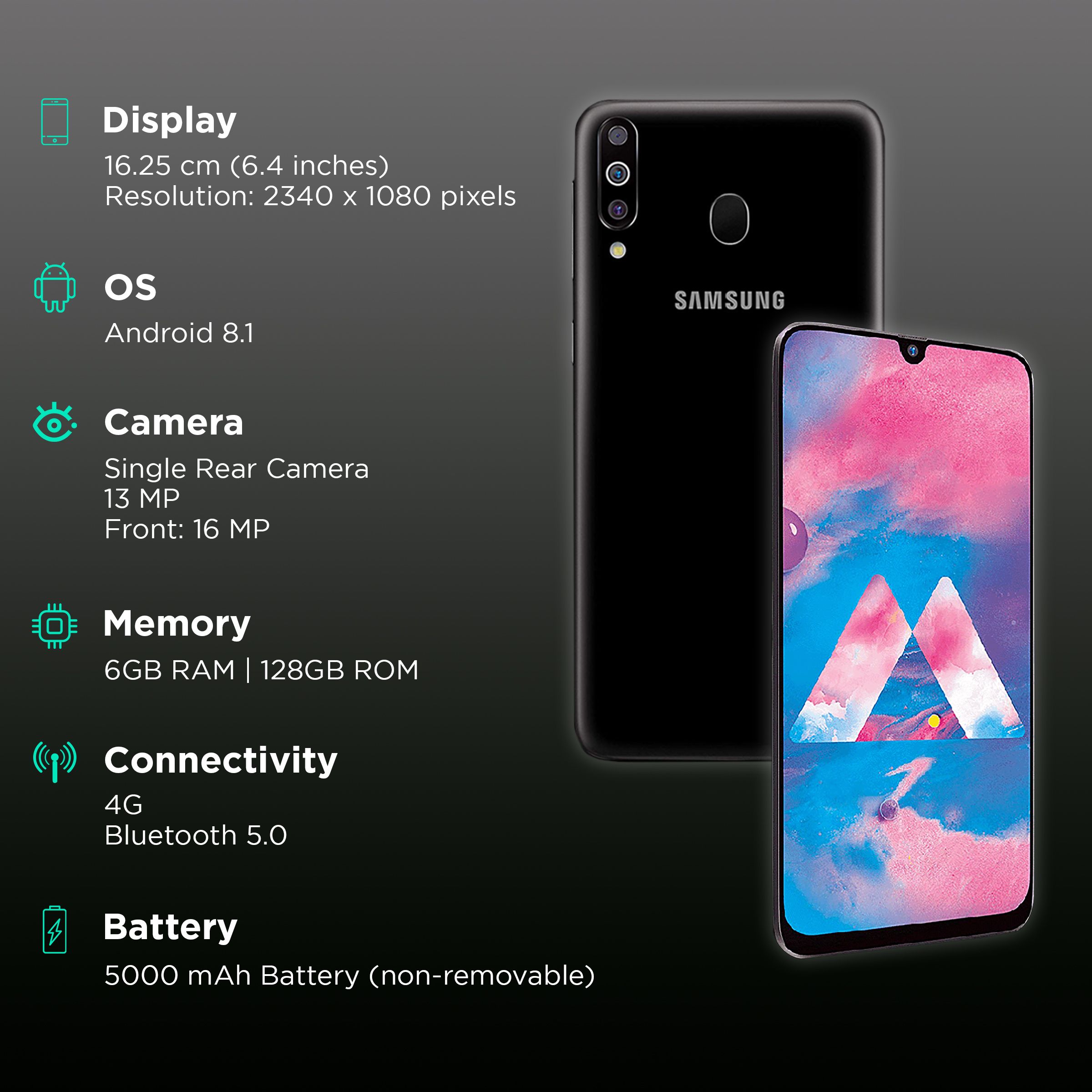SAMSUNG Galaxy M30 (6GB RAM, 128GB, Black)_3