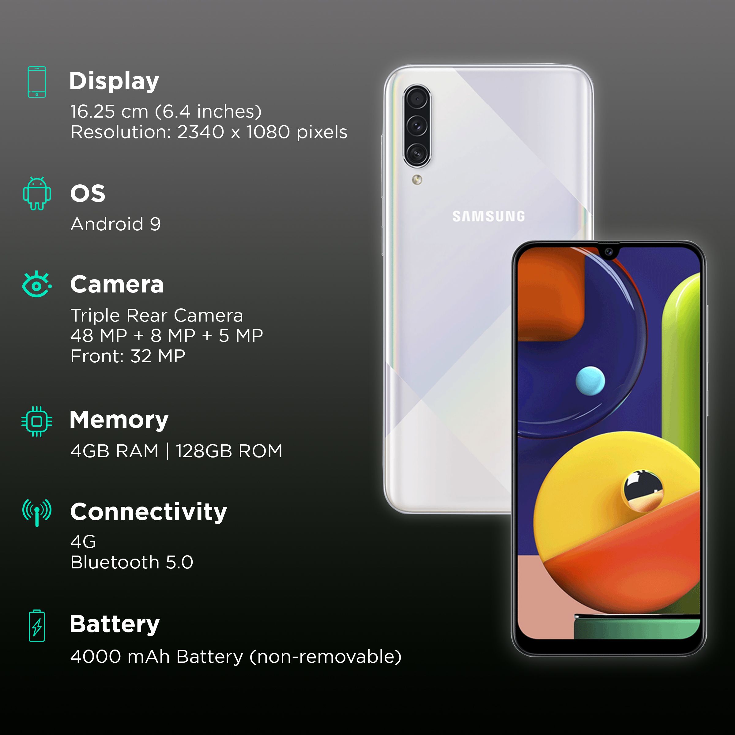 SAMSUNG Galaxy A50s (4GB RAM, 128GB, Prism Crush White)_3