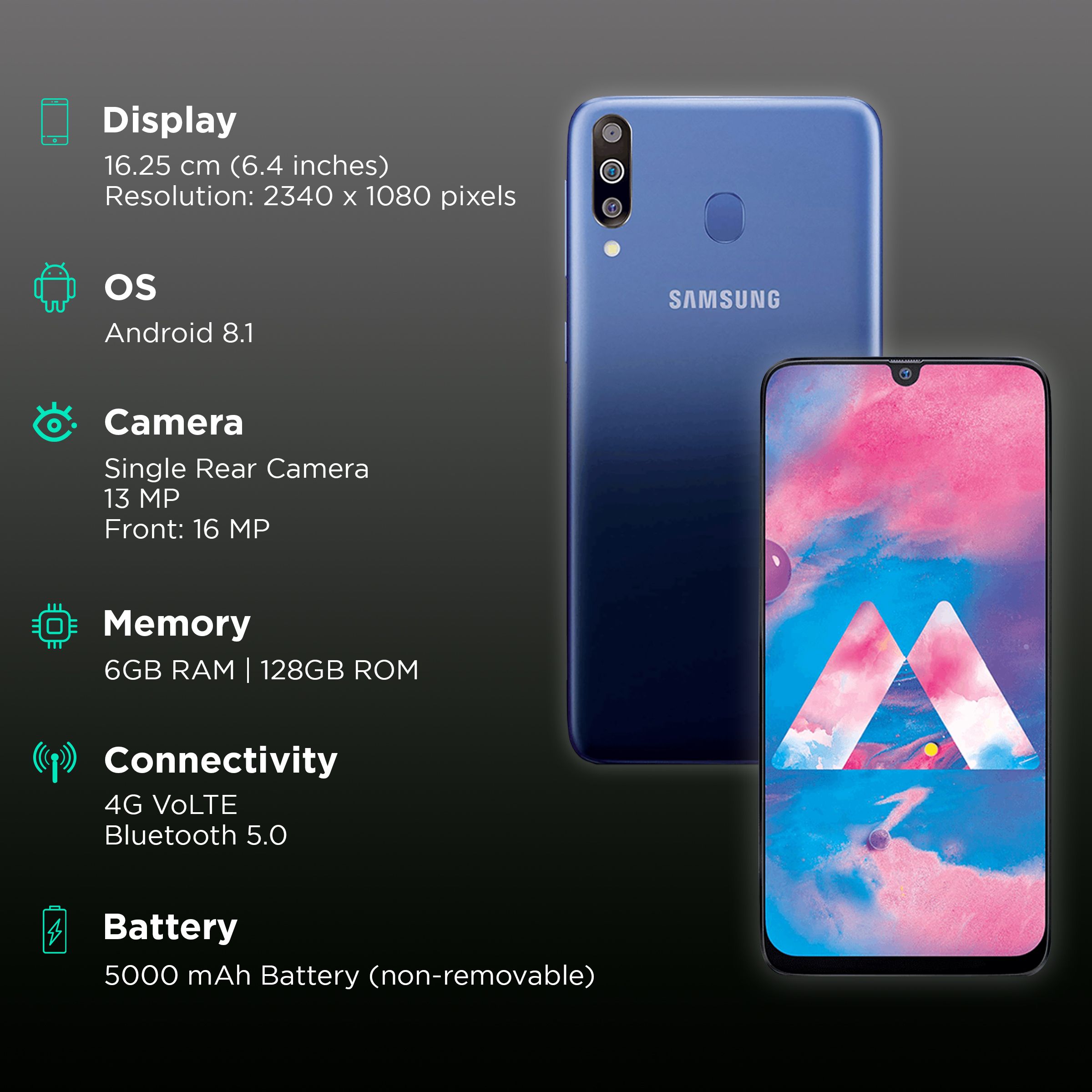 SAMSUNG Galaxy M30 (6GB RAM, 128GB, Blue) SAMSUNG Galaxy M30 (6GB RAM, 128GB, Blue)_3