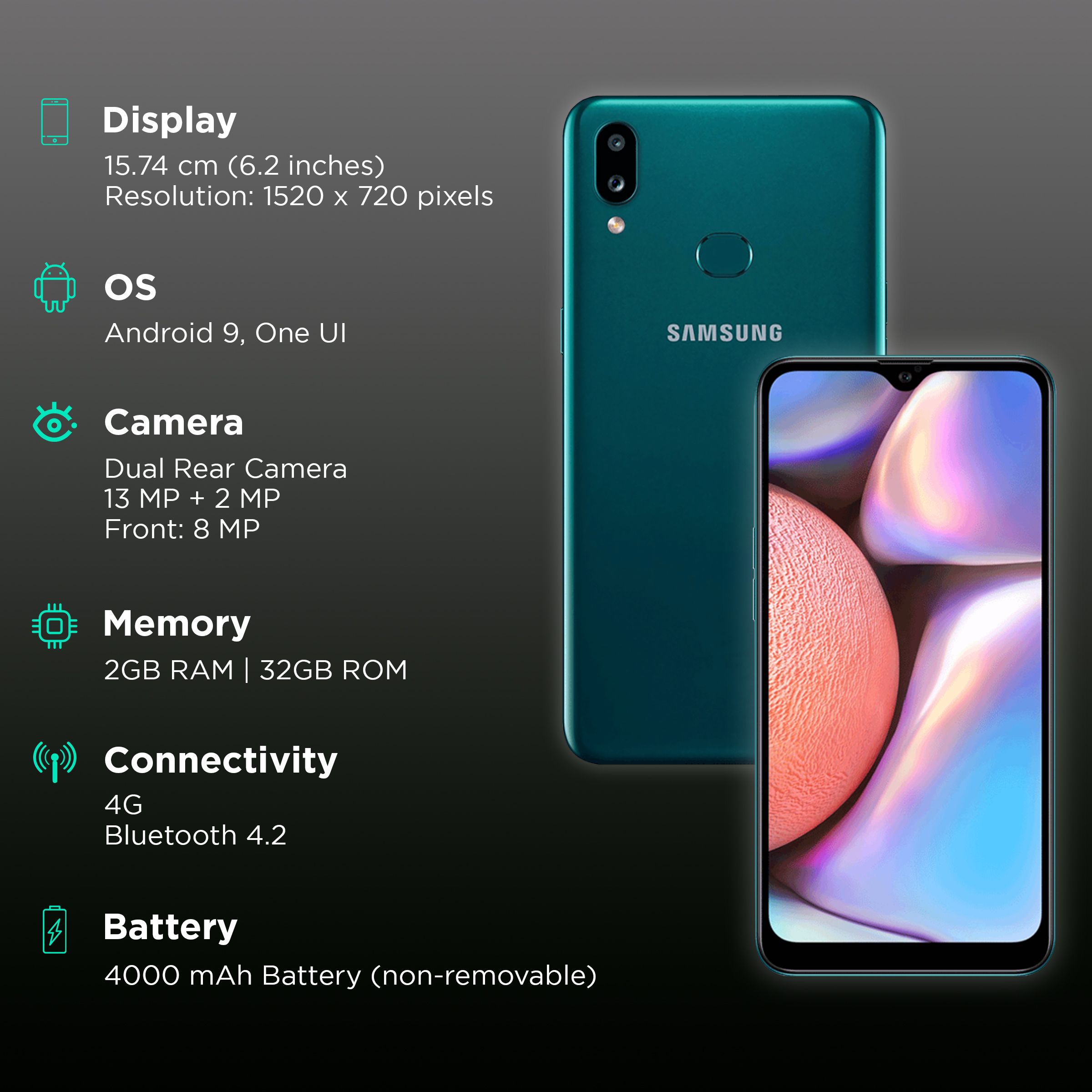 SAMSUNG Galaxy A10s EL (2GB RAM, 32GB, Green)_3