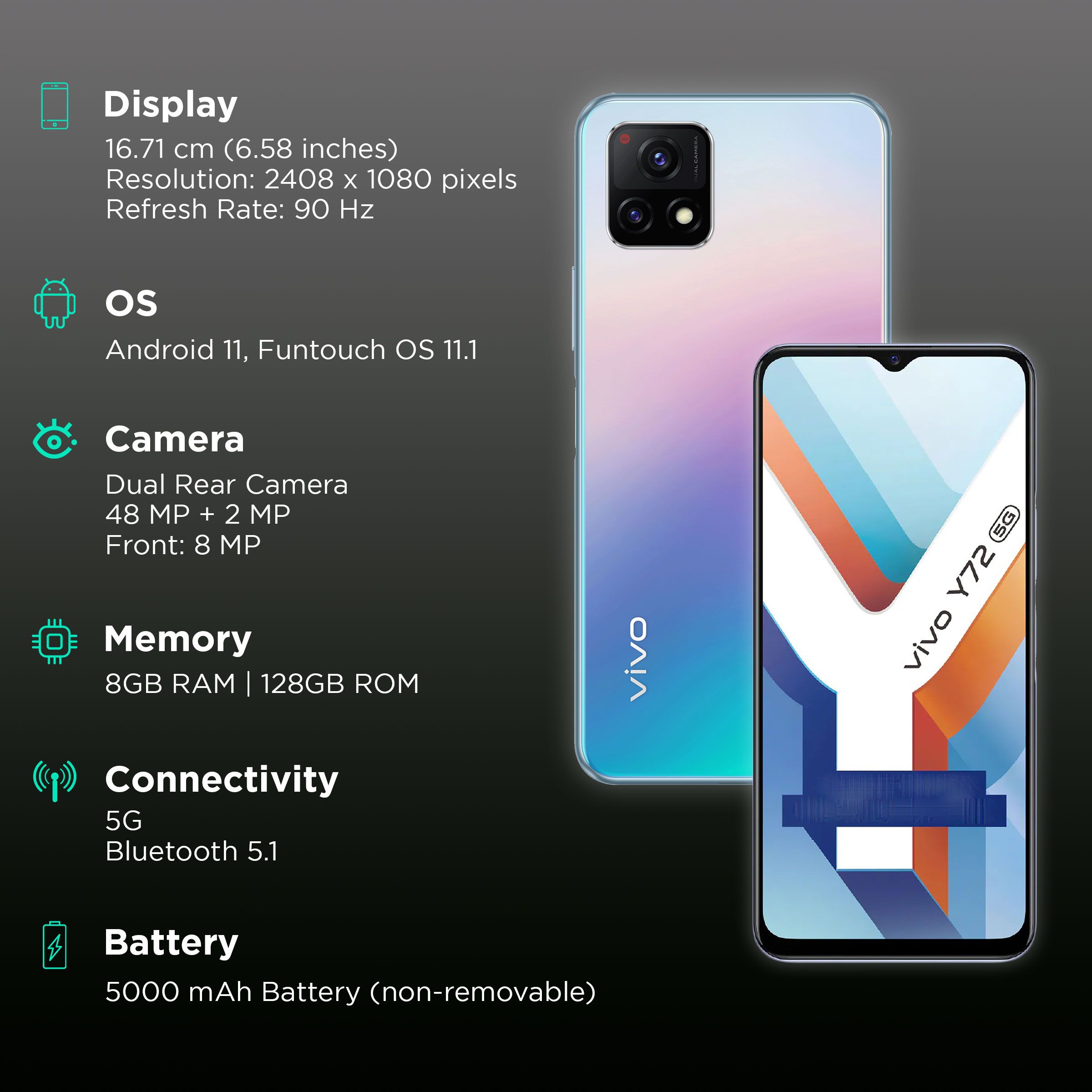 vivo Y72 5G (8GB RAM, 128GB, Prism Magic) vivo Y72 5G (8GB RAM, 128GB, Prism Magic)_3