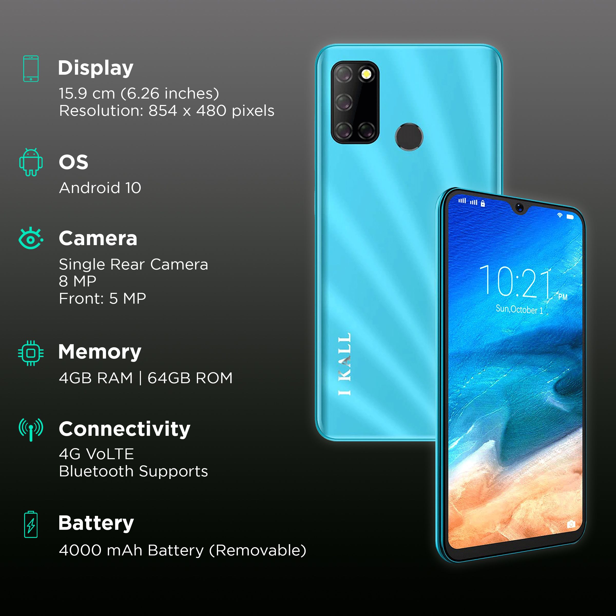 I KALL Z6 (4GB RAM, 64GB, Aurora Blue) I KALL Z6 (4GB RAM, 64GB, Aurora Blue)_3