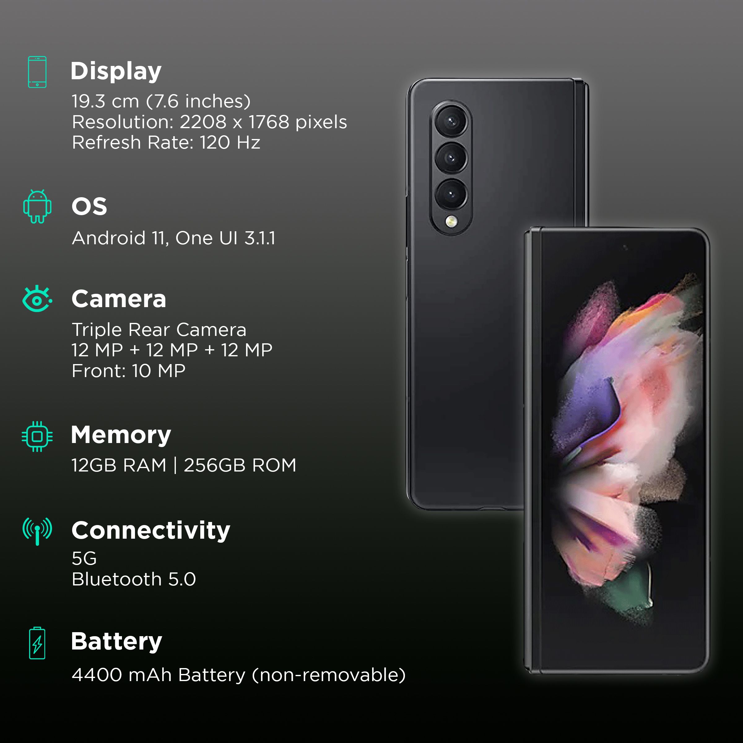 SAMSUNG Galaxy Z Fold3 5G (12GB RAM, 256GB, Phantom Black)_2