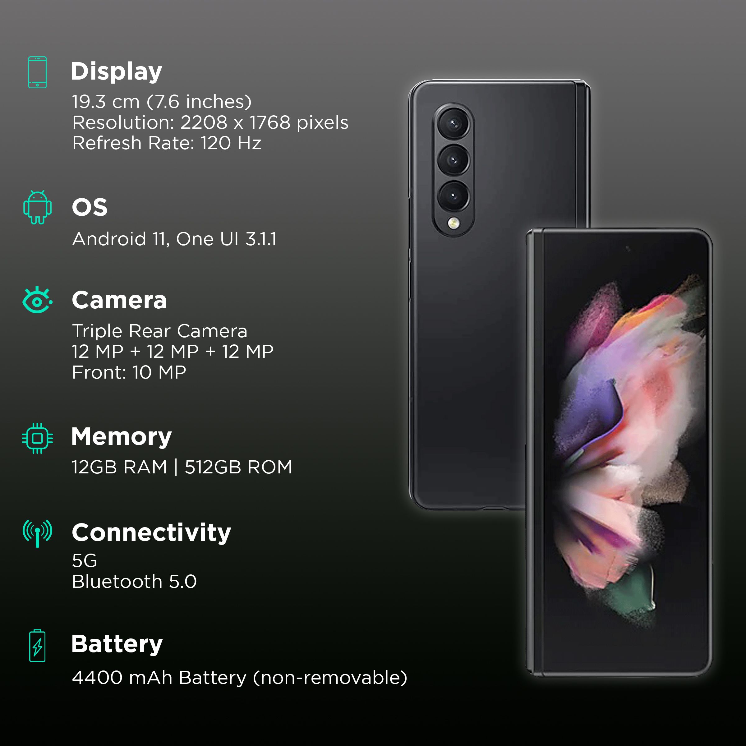 SAMSUNG Galaxy Z Fold 3 5G (12GB RAM, 512GB, Phantom Black) SAMSUNG Galaxy Z Fold 3 5G (12GB RAM, 512GB, Phantom Black)_2