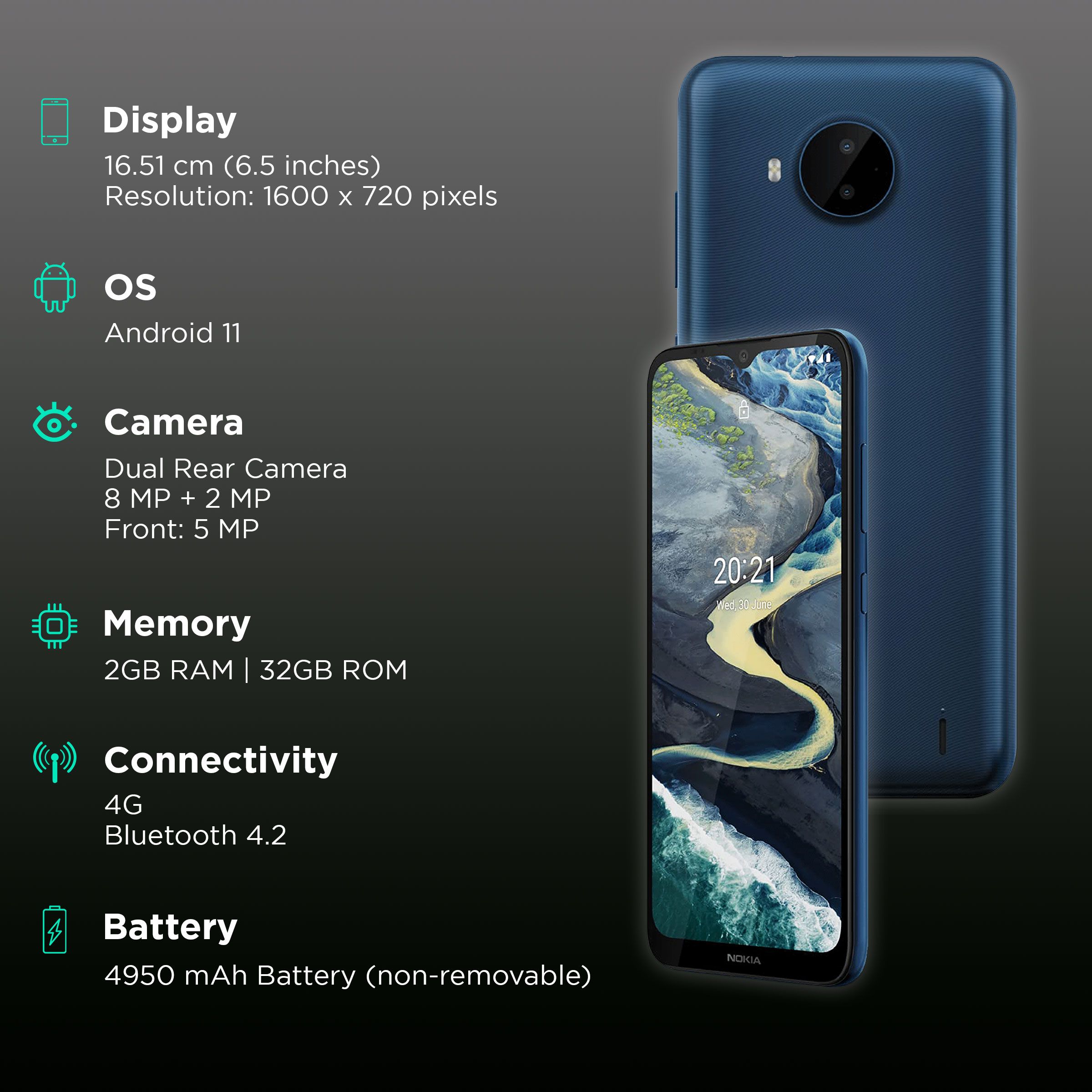 NOKIA C20 Plus (2GB RAM, 32GB, Blue)_2