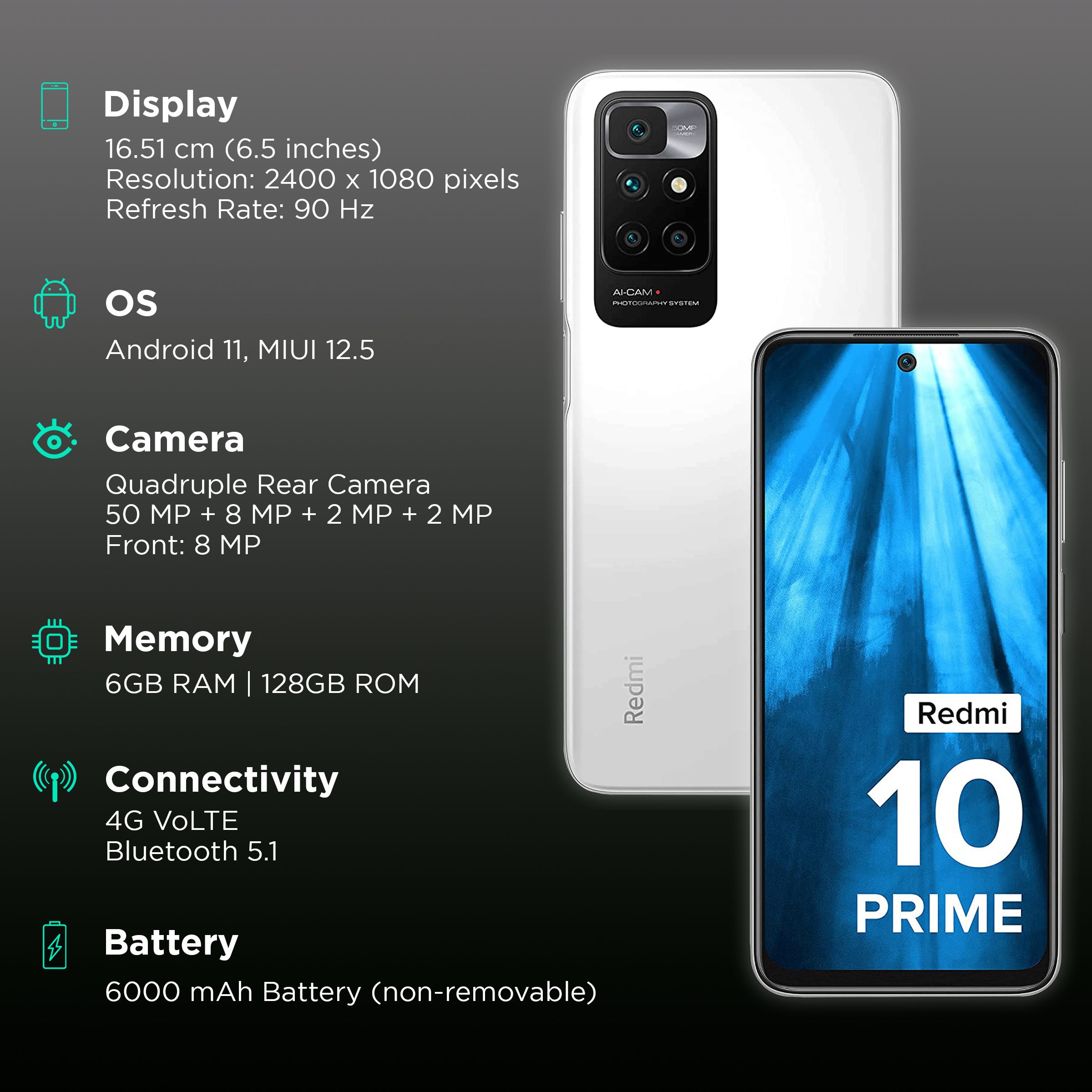 Redmi 10 Prime (6GB RAM, 128GB, Astral White) Redmi 10 Prime (6GB RAM, 128GB, Astral White)_3