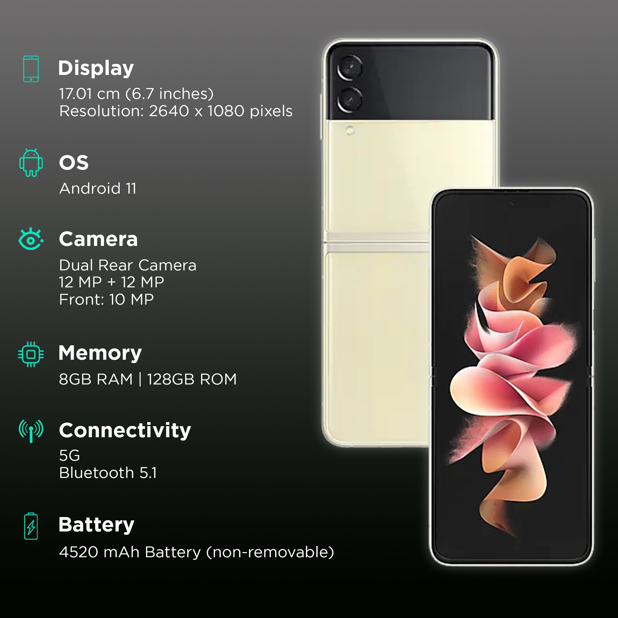 SAMSUNG Galaxy Z Flip 3 5G (8GB RAM, 128GB, Beige) SAMSUNG Galaxy Z Flip 3 5G (8GB RAM, 128GB, Beige)_2