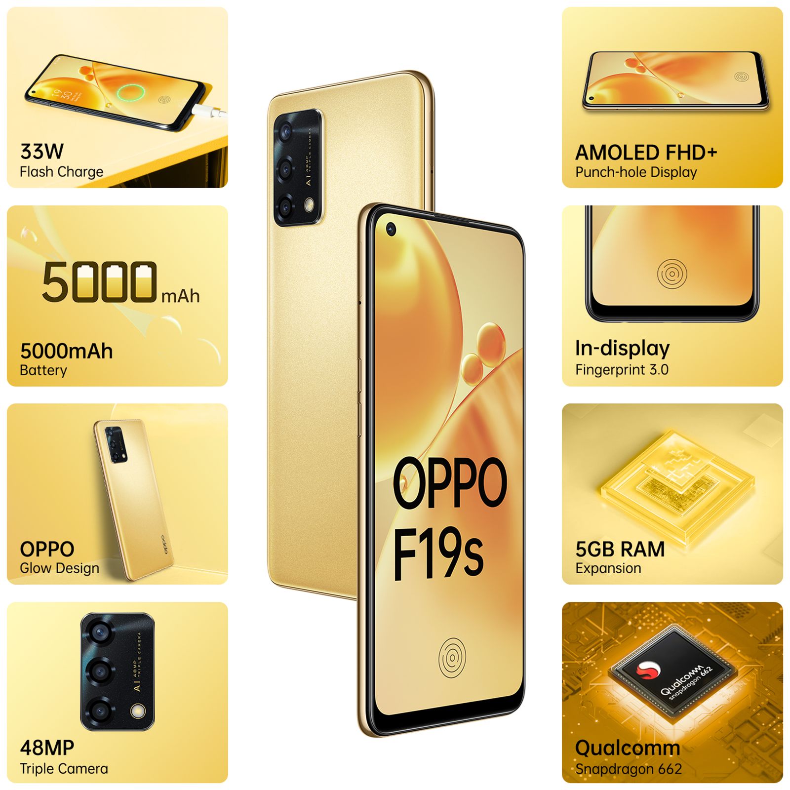 oppo F19s (6GB RAM, 128GB, Glowing Gold)_9