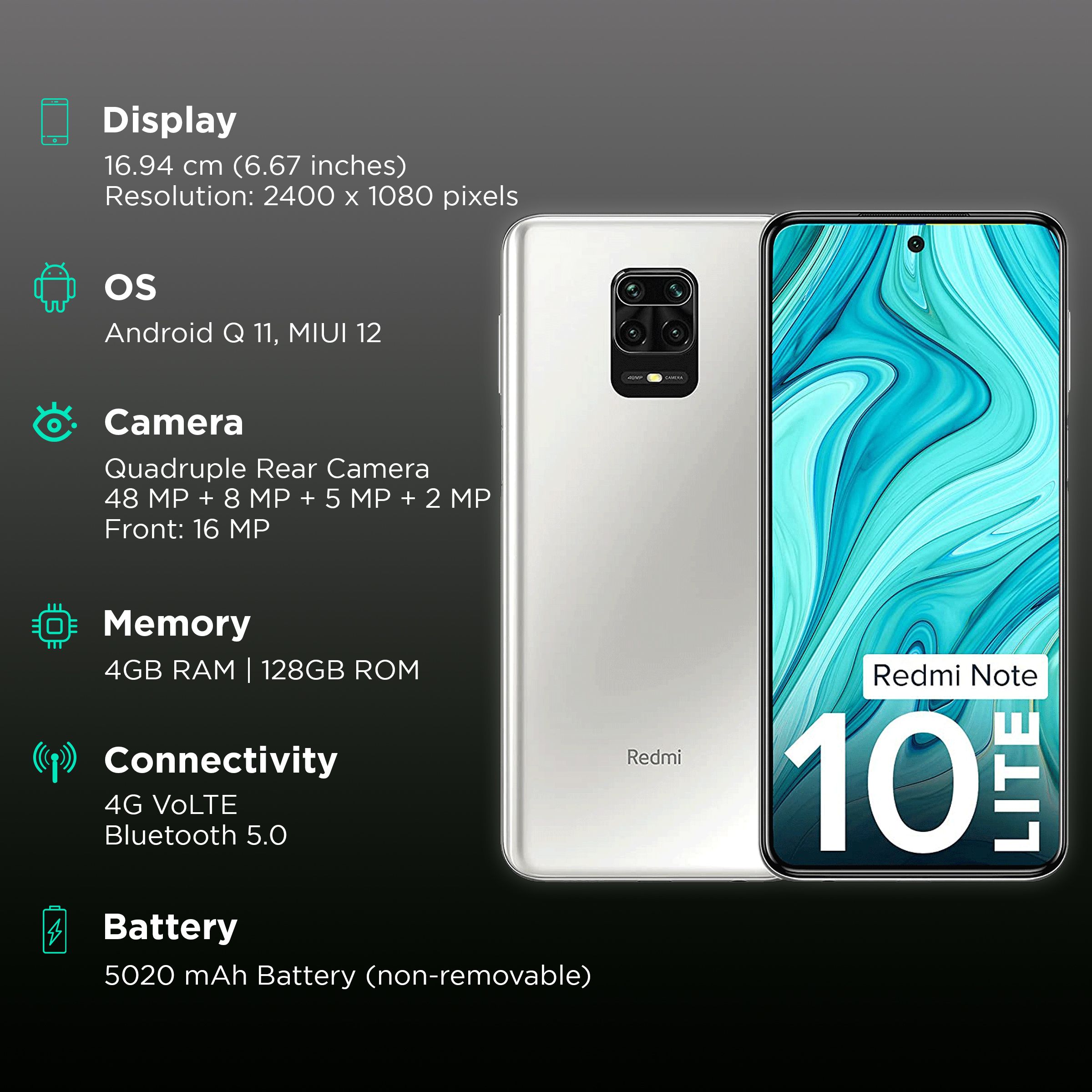 Redmi Note 10 Lite (4GB RAM, 128GB, Glacier White) Redmi Note 10 Lite (4GB RAM, 128GB, Glacier White)_2