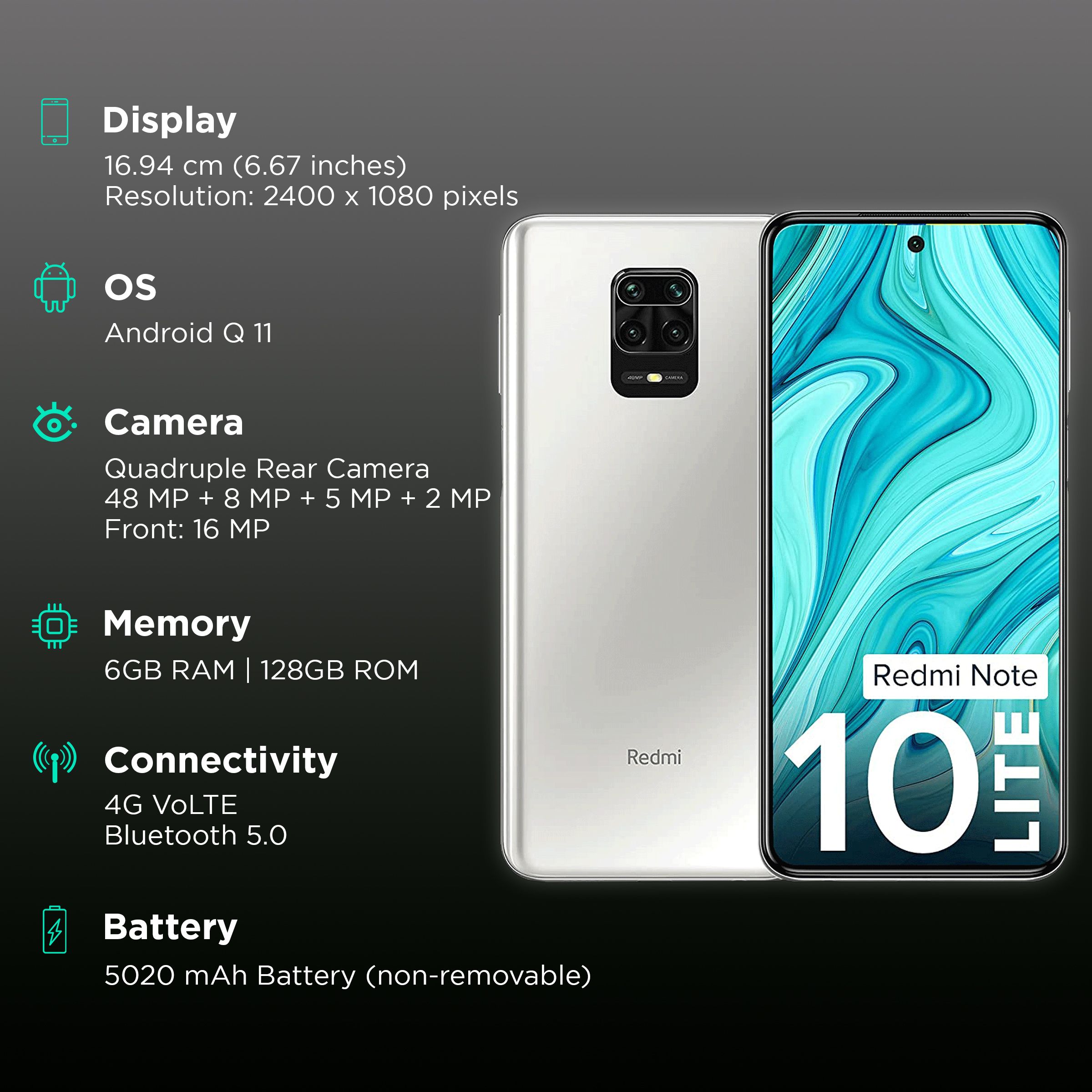 Redmi Note 10 Lite (6GB RAM, 128GB, Glacier White) Redmi Note 10 Lite (6GB RAM, 128GB, Glacier White)_2