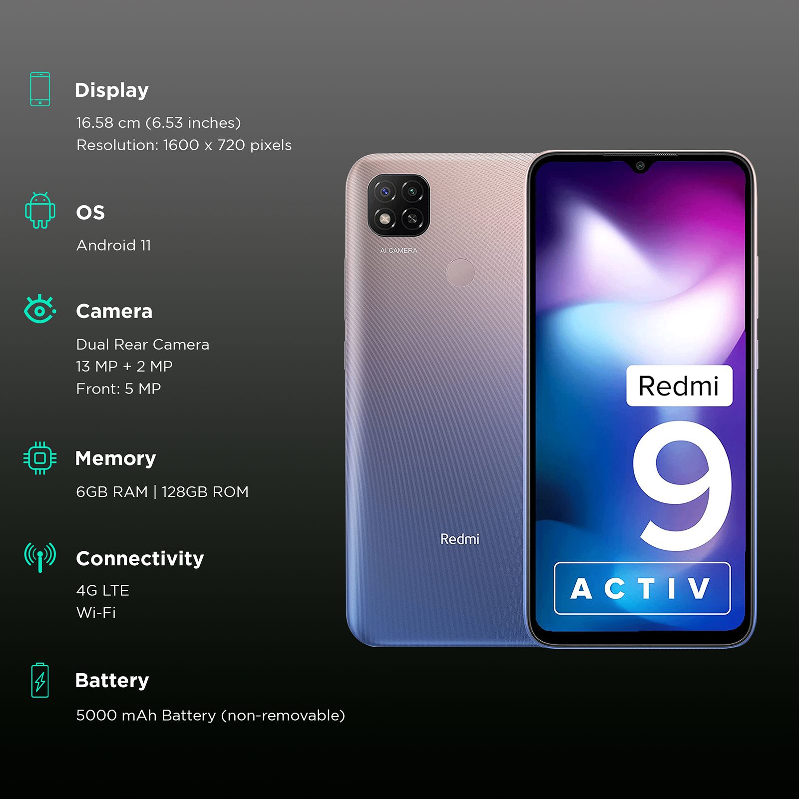 Redmi 9 Activ (6GB RAM, 128GB, Metallic Purple) Redmi 9 Activ (6GB RAM, 128GB, Metallic Purple)_3