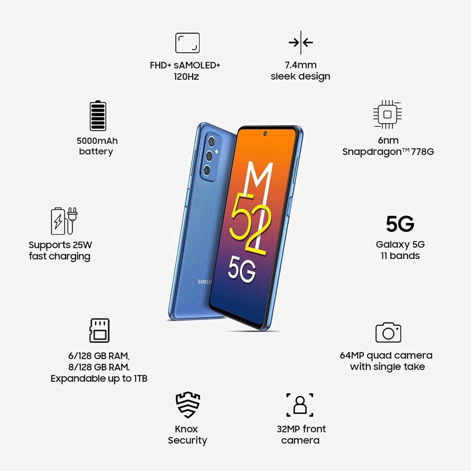 SAMSUNG Galaxy M52 5G (8GB RAM, 128GB, Blue) SAMSUNG Galaxy M52 5G (8GB RAM, 128GB, Blue)_12