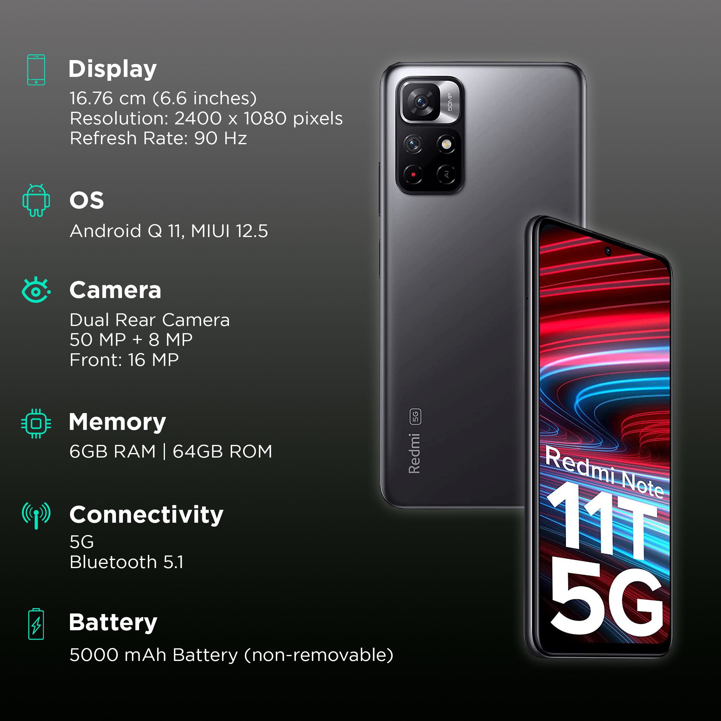 Redmi Note 11T 5G (6GB RAM, 64GB, Matte Black)_3