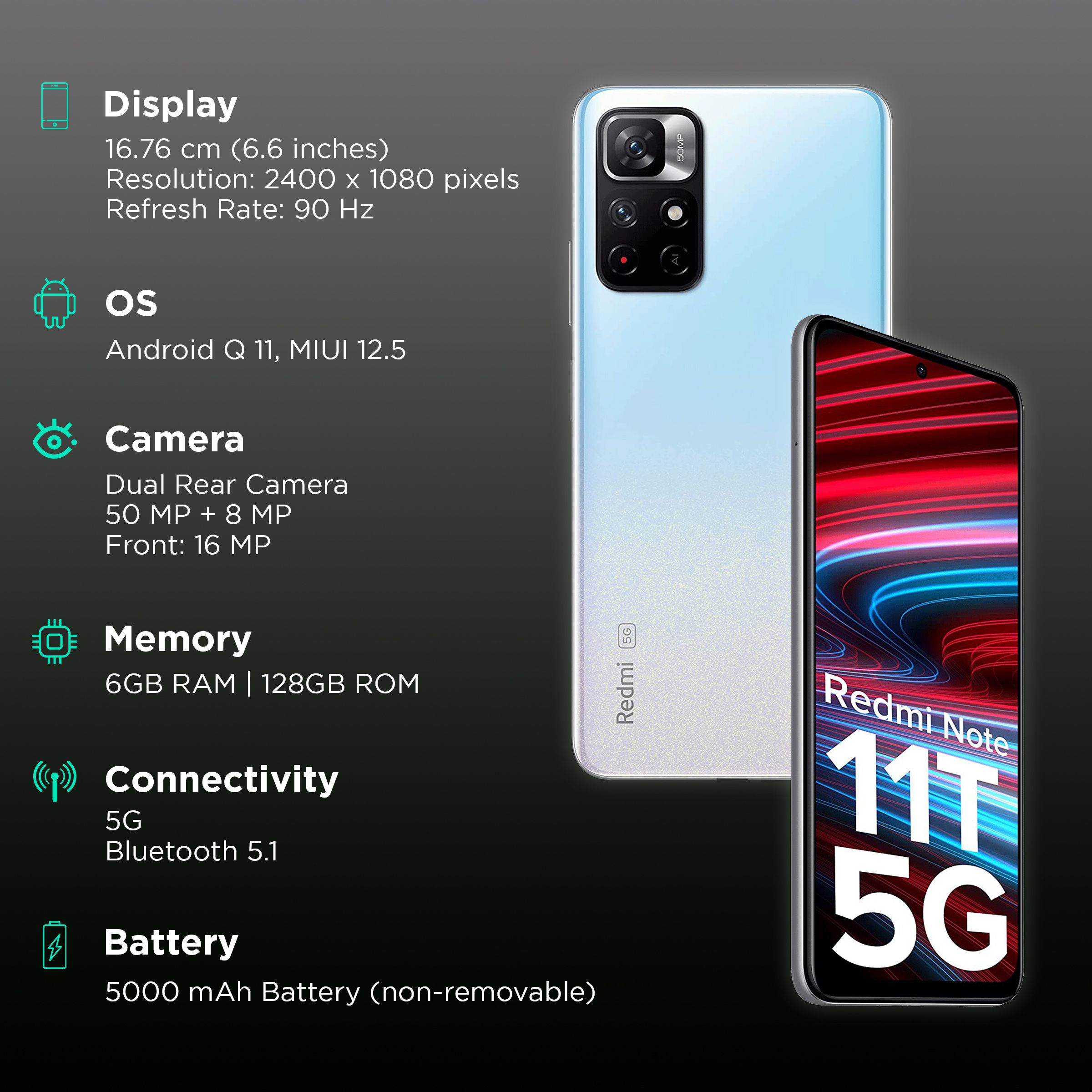 Redmi Note 11T 5G (6GB RAM, 128GB, Star White)_3