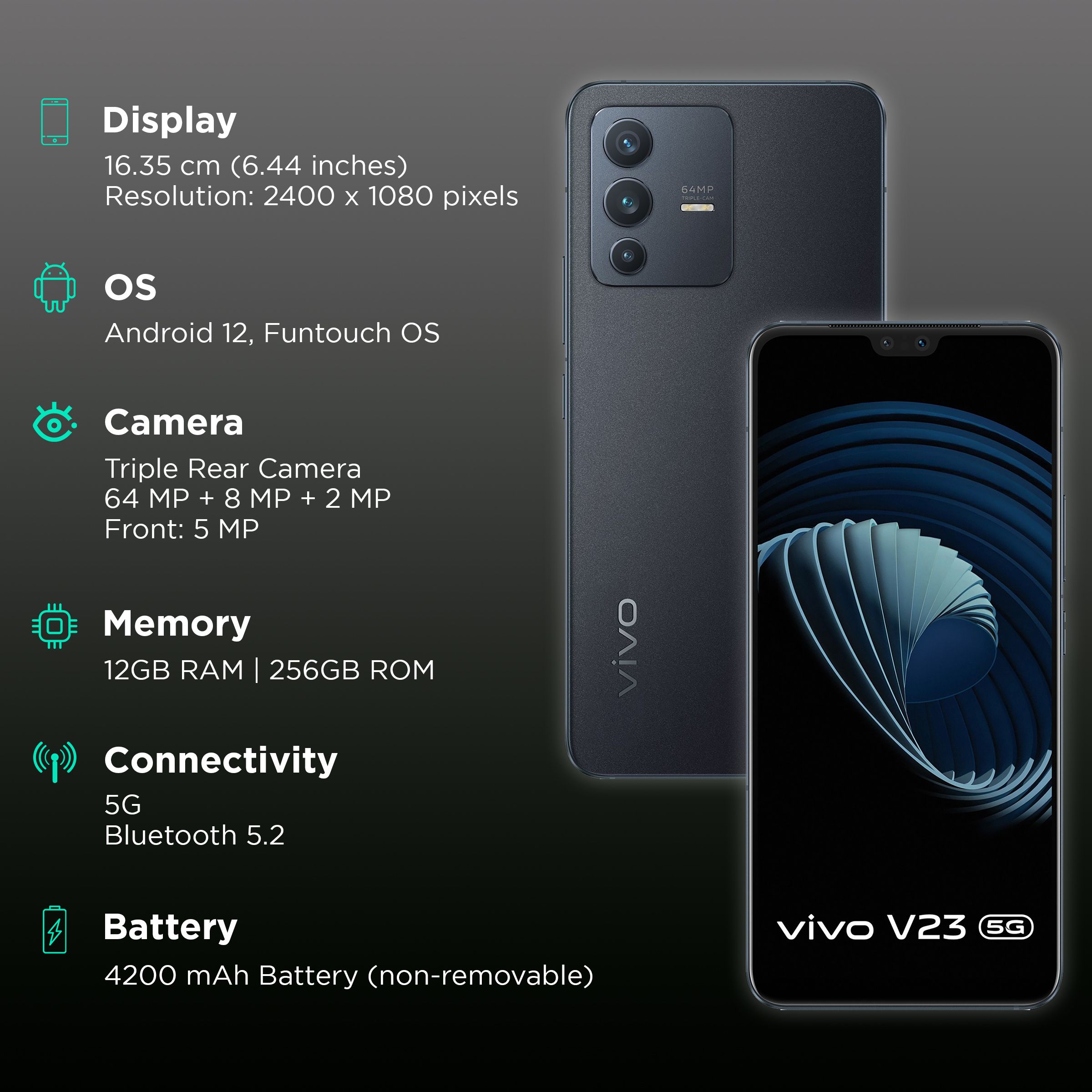 vivo V23 5G (12GB RAM, 256GB, Stardust Black)_3