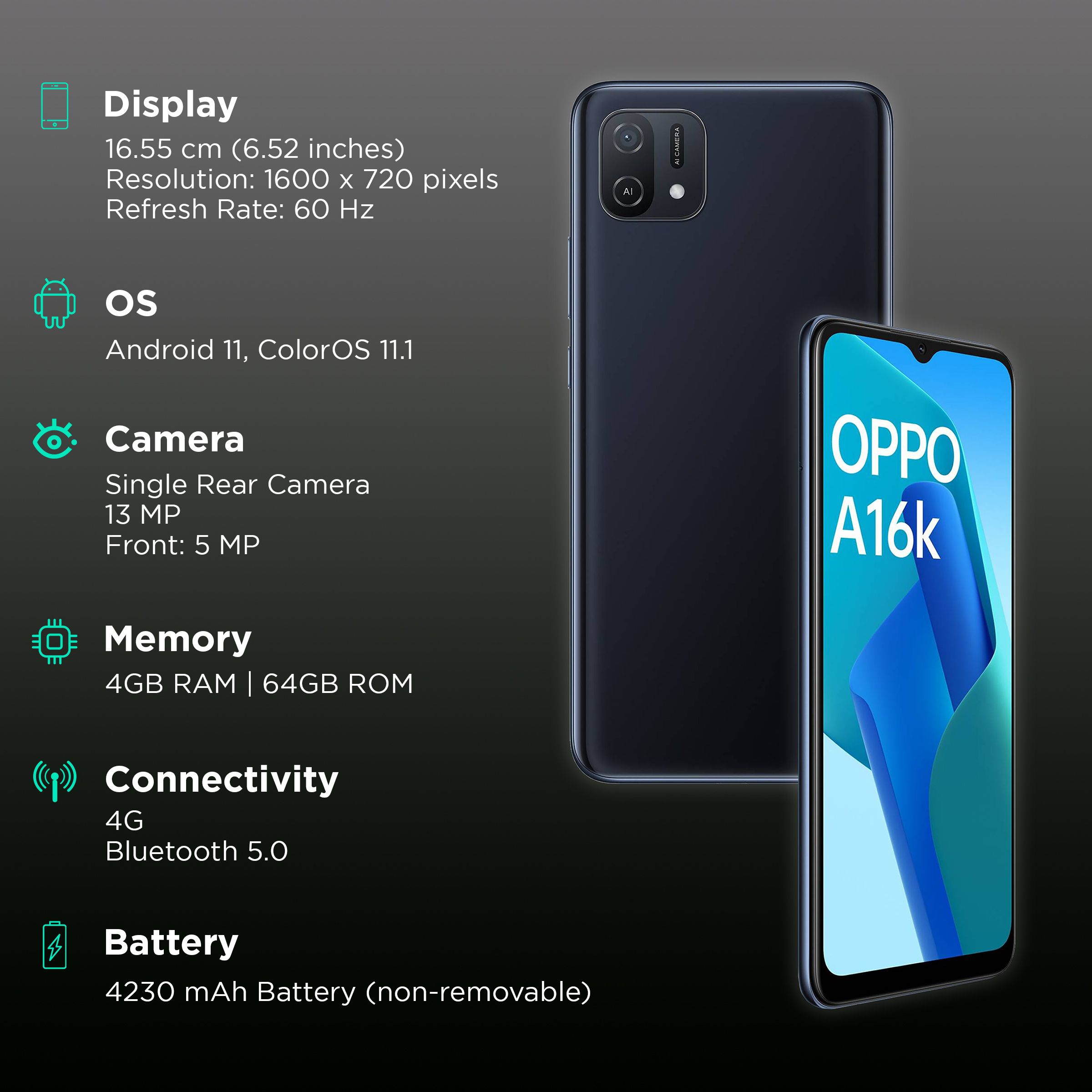 oppo A16K (4GB RAM, 64GB, Black) oppo A16K (4GB RAM, 64GB, Black)_3