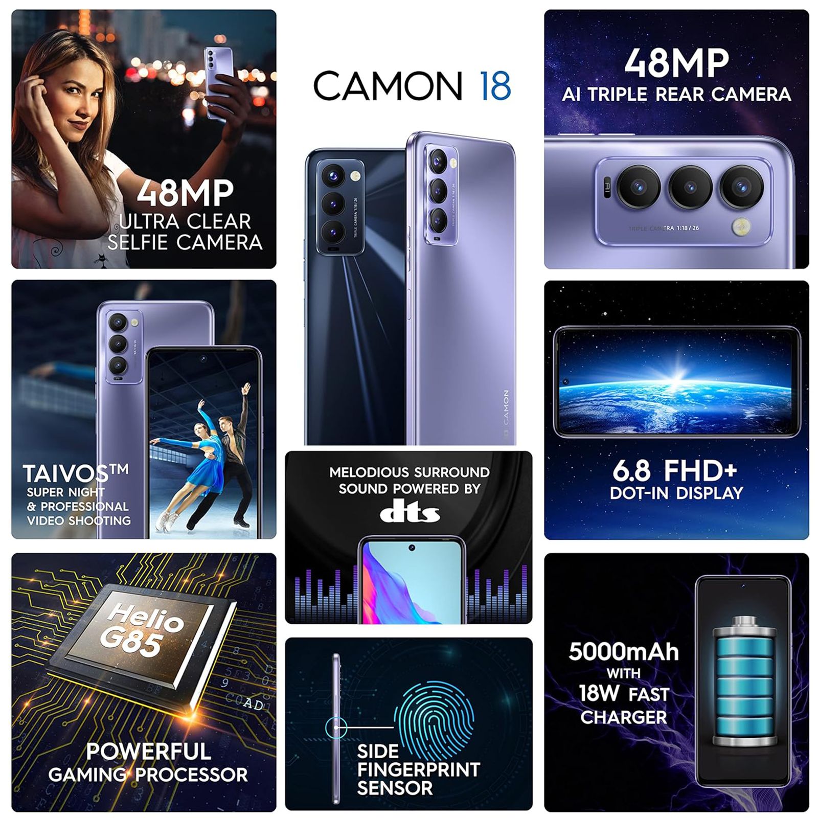 TECNO Camon 18 (4GB RAM, 128GB, Iris Purple)_9