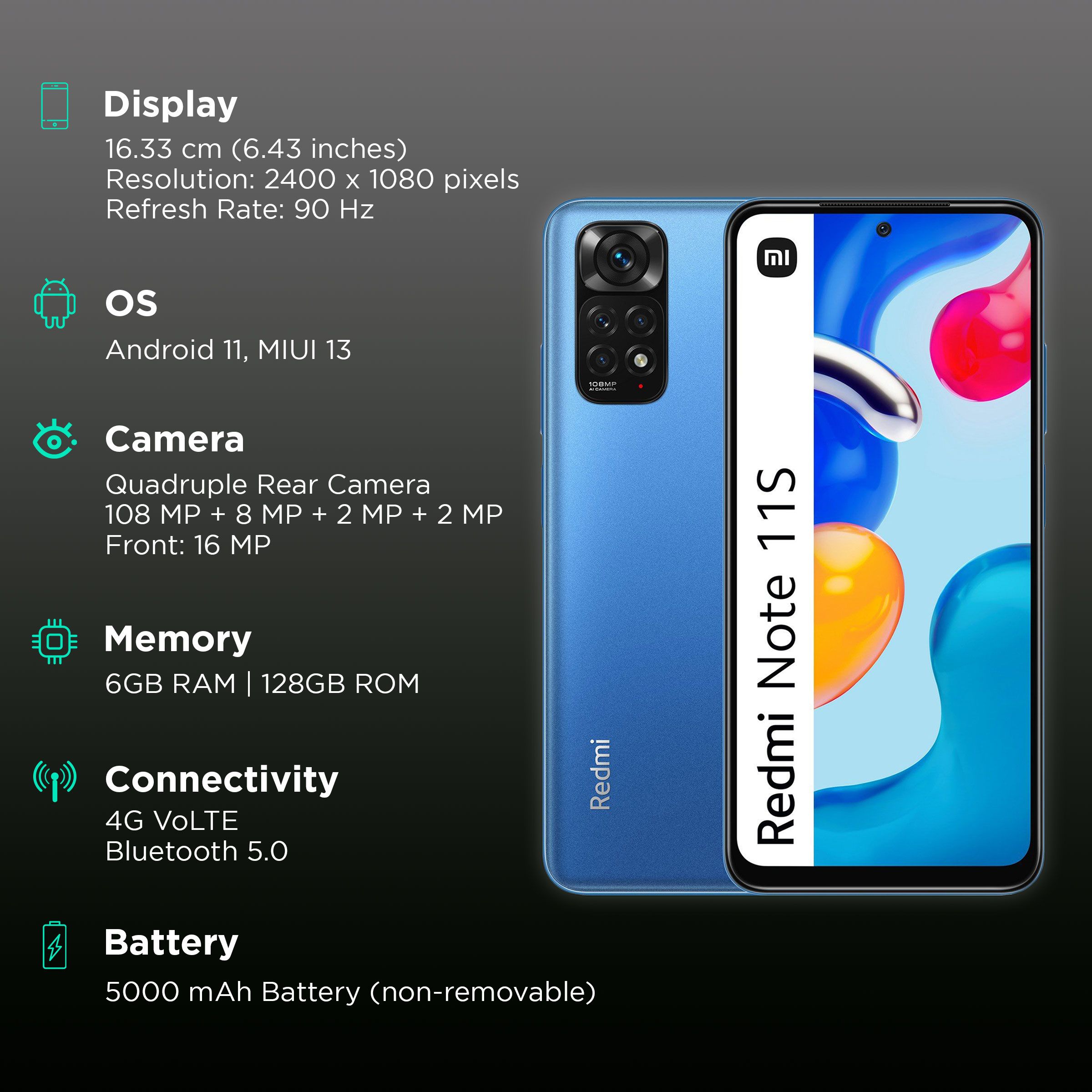 Redmi Note 11S (6GB RAM, 128GB, Horizon Blue) Redmi Note 11S (6GB RAM, 128GB, Horizon Blue)_3