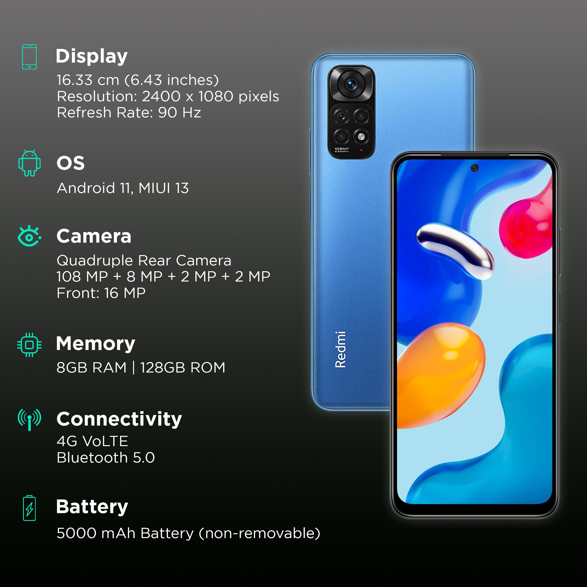 Redmi Note 11S (8GB RAM, 128GB, Horizon Blue) Redmi Note 11S (8GB RAM, 128GB, Horizon Blue)_3
