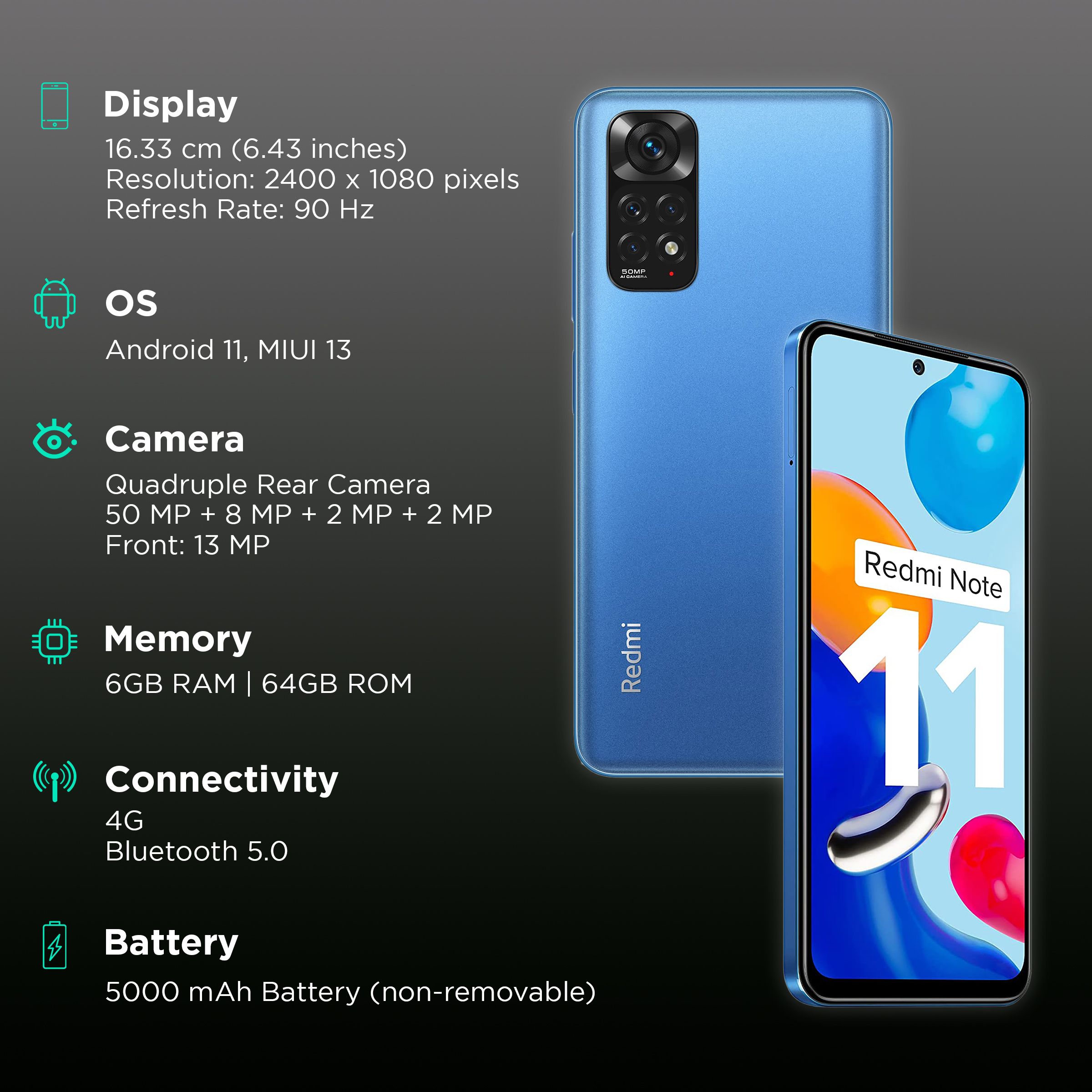 Redmi Note 11 (6GB RAM, 64GB, Horizon Blue) Redmi Note 11 (6GB RAM, 64GB, Horizon Blue)_3